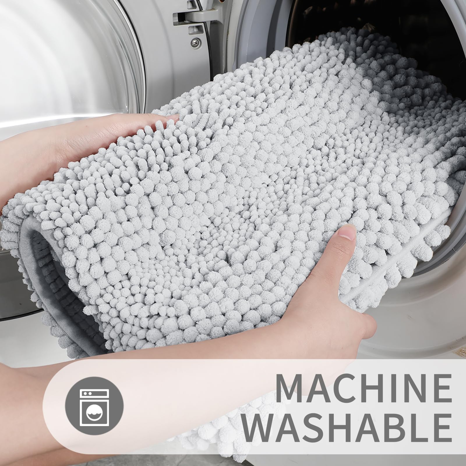 Non Slip and Super Absorbent Bath Mat,Machine Washable Quick Dry,Ultra Plush Chenille Shower Rugs for Bathroom Floor Sink Tub and Shower Outside