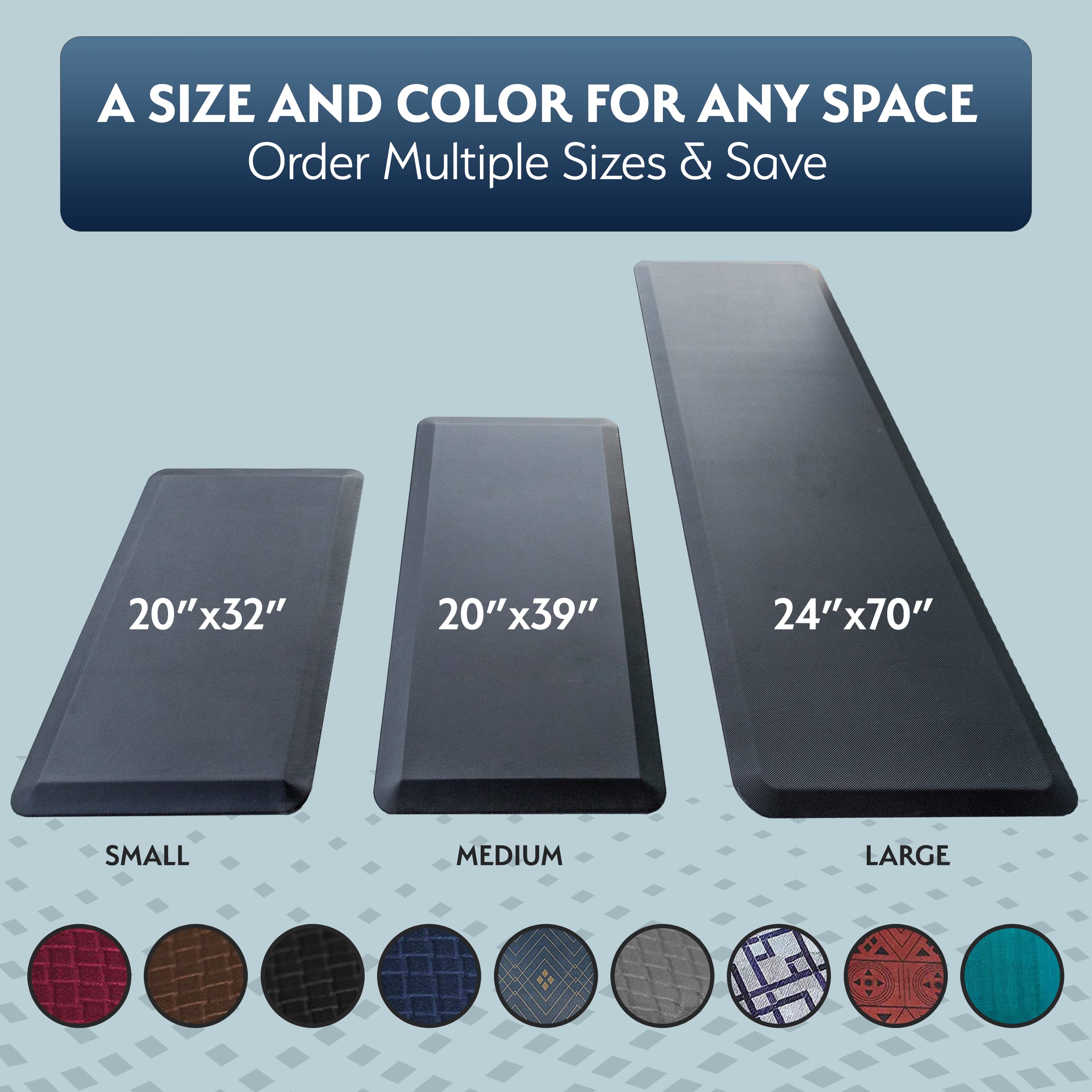 Standing Desk Mat - Comfort at Home, Office, Garage - Non Slip, Durable and Stain Resistant