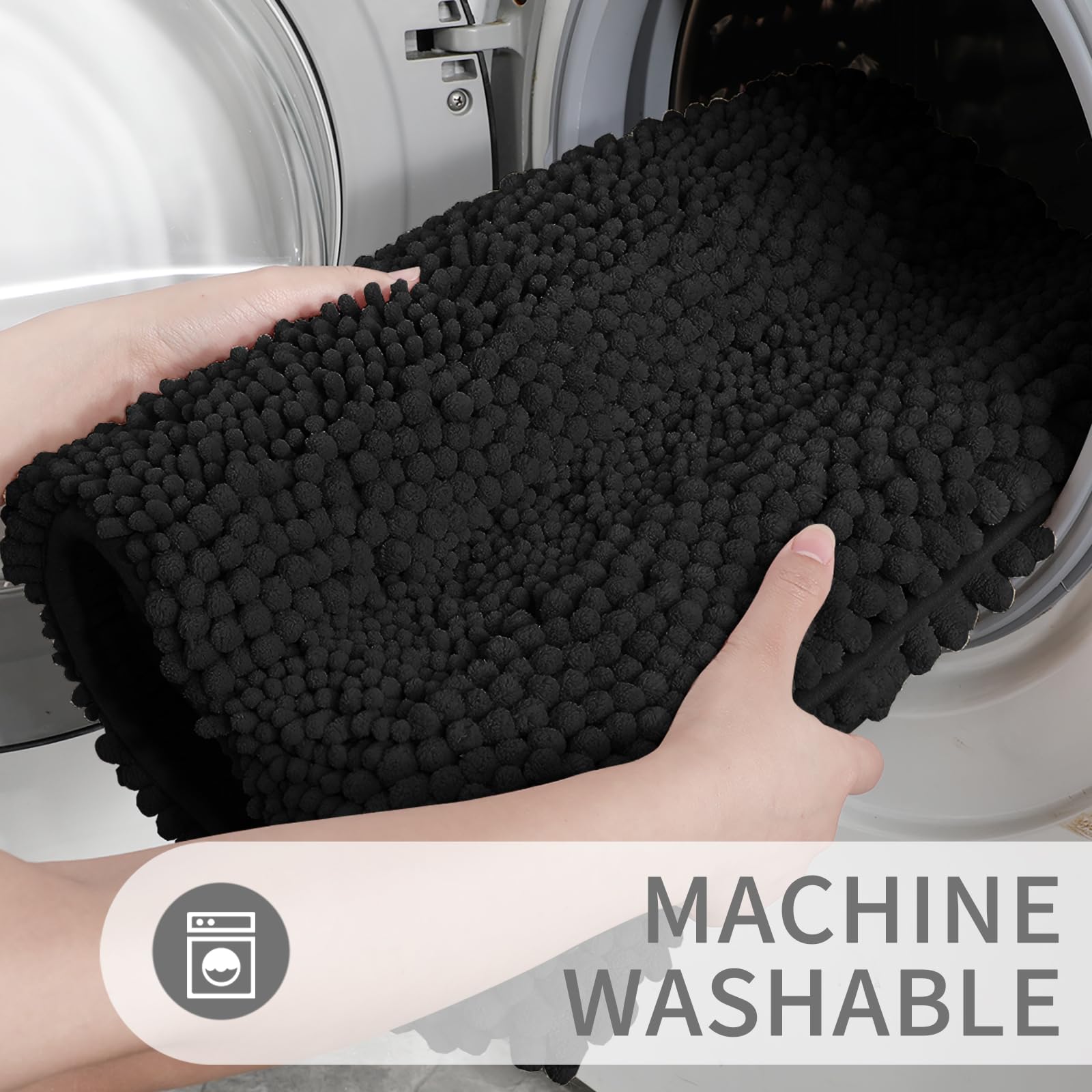 Non Slip and Super Absorbent Bath Mat,Machine Washable Quick Dry,Ultra Plush Chenille Shower Rugs for Bathroom Floor Sink Tub and Shower Outside