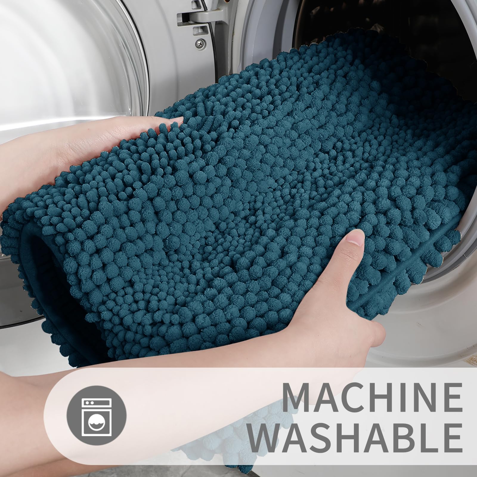 Non Slip and Super Absorbent Bath Mat,Machine Washable Quick Dry,Ultra Plush Chenille Shower Rugs for Bathroom Floor Sink Tub and Shower Outside
