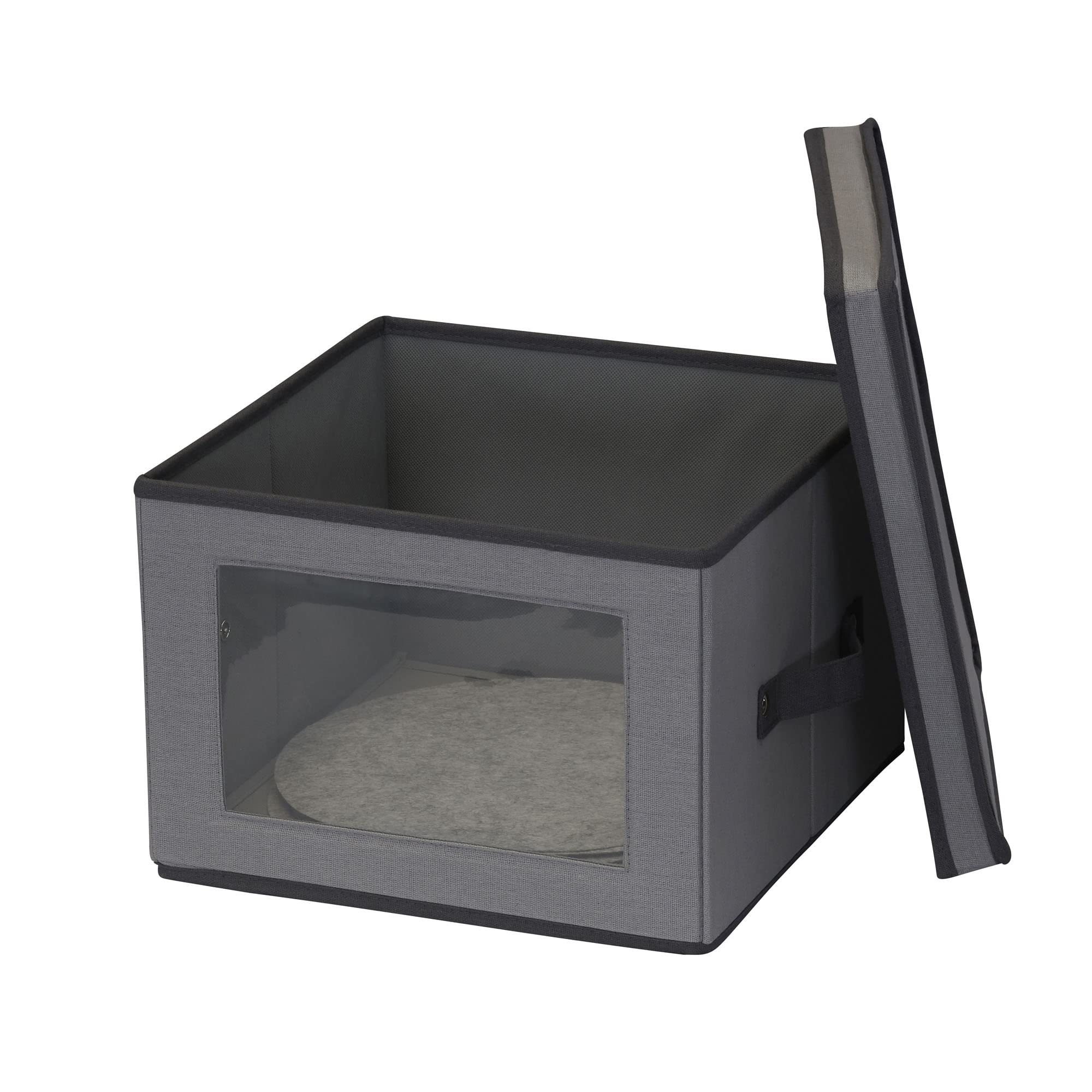 Stemware Storage Box with Lid and Handles | Champagne Glasses Canvas with Brown Trim
