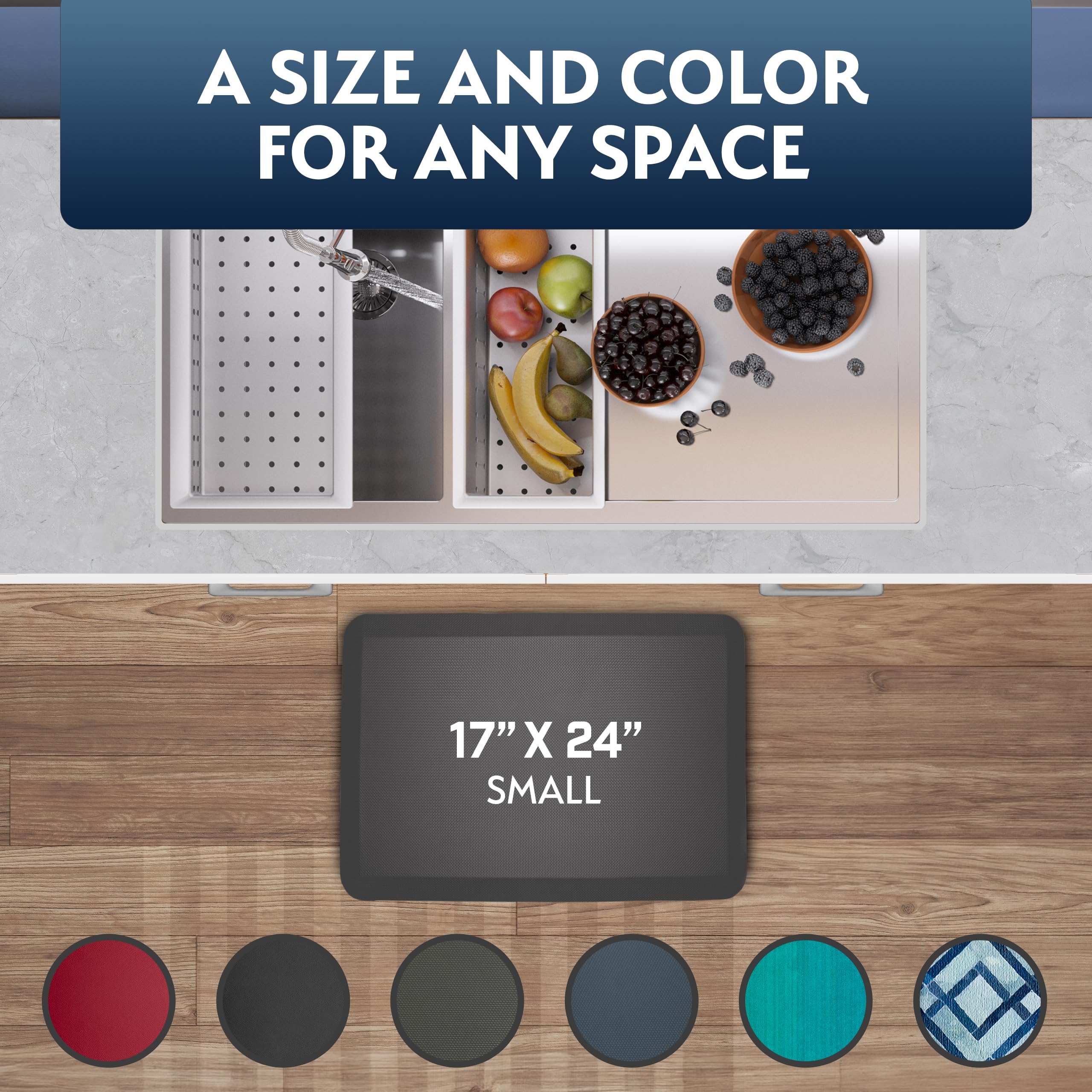 Solutions Anti Fatigue Floor Mat - 3/4" Thick Cushioned Kitchen Rug, Standing Desk Mat - Comfort at Home, Office, Garage - Non Slip, Durable and Stain Resistant