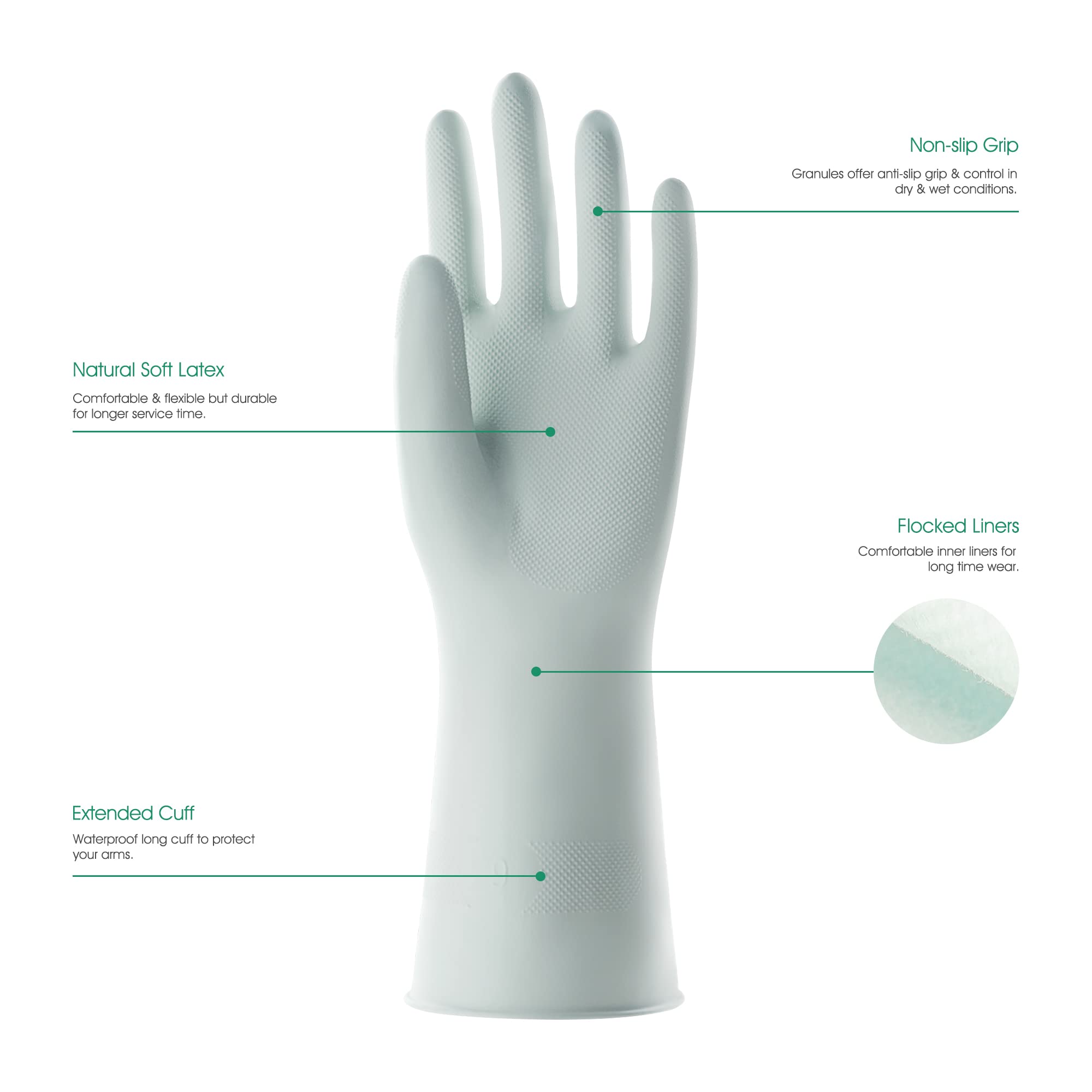 改COOLJOB 3 Pairs Reusable Rubber Gloves for Dishwashing Cleaning Bleaching, Grippy Latex Dish Washing Gloves with Flocked Cotton Liner, Water Resistant Household Gloves for Kitchen Bathroom, Medium