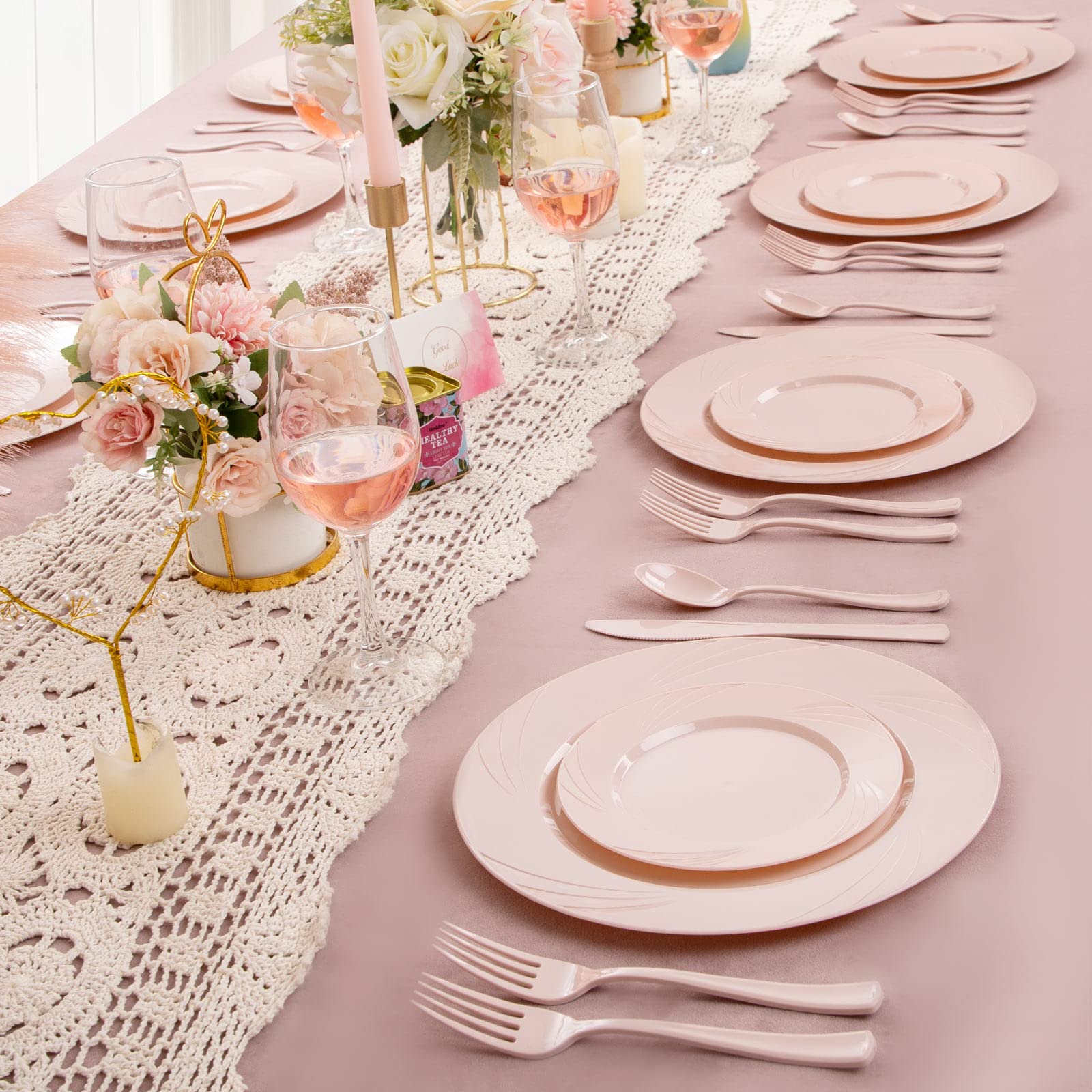 改YOUBET 125Pieces Orange Plastic Plates - Orange Plastic Silverware - Orange Plates Disposable Include 25 Dinner Plates 25 Dessert Plates 25 Forks 25 Knives 25 Spoons Perfect for Parties &amp; Thanksgiving