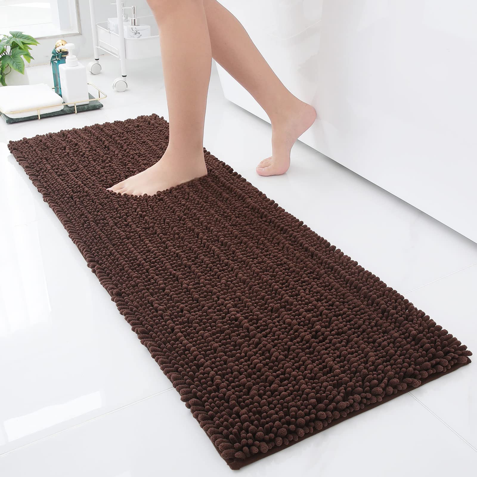 Luxury Chenille Bathroom Rug Mat, Extra Soft Thick Absorbent Shaggy Bath Rugs, Non-Slip Machine Wash Dry Plush Bath Mats for Bathroom, Shower, and Tub