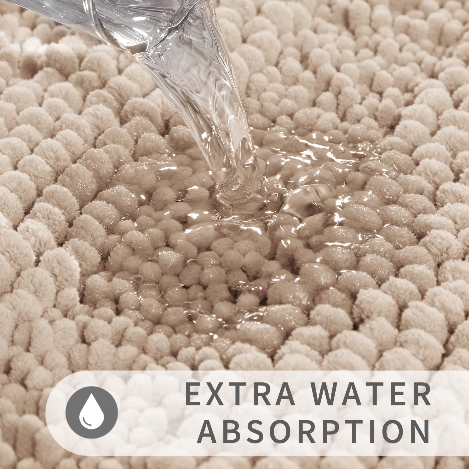 Non Slip and Super Absorbent Bath Mat,Machine Washable Quick Dry,Ultra Plush Chenille Shower Rugs for Bathroom Floor Sink Tub and Shower Outside