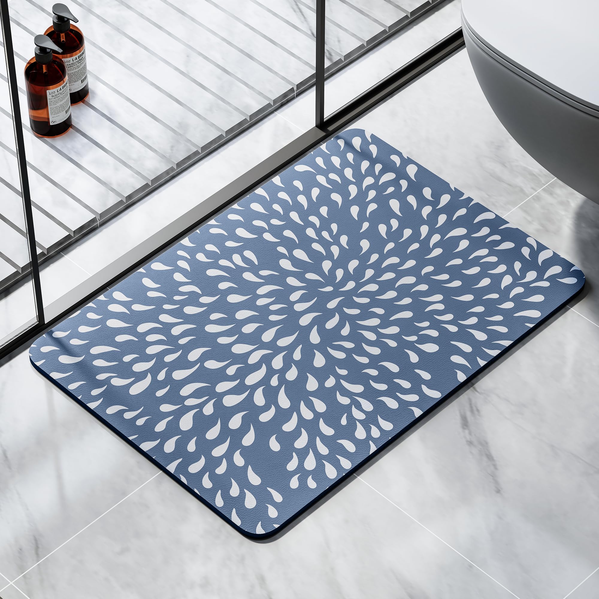 Super Absorbent Bath Mat Bathroom Rugs Washable Quick Dry Non Slip Bathroom Mats Soft Thin Diatomaceous Waterproof Rubber Backed Bath Rug Fit for Under Door Tub Shower Floor