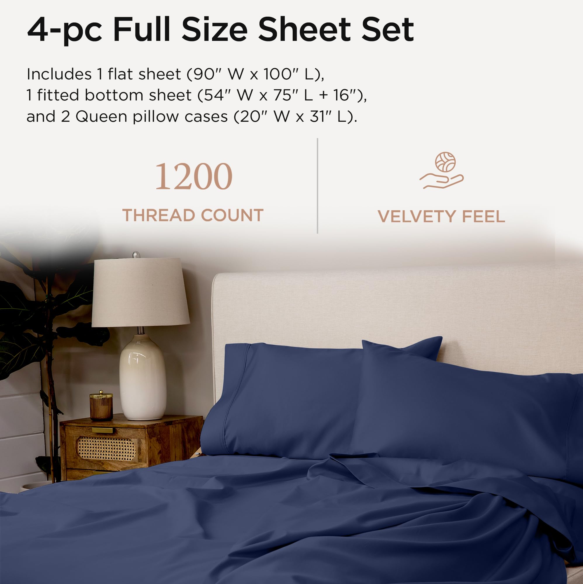 改Threadmill 100% Supima Cotton Sheets, Luxury 1200 Thread Count Cotton Sheets for King Size Bed, 4 Pc Dark Grey King Bed Sheets Set, 5-Star Hotel Quality with Elasticized Deep Pocket King Sheets
