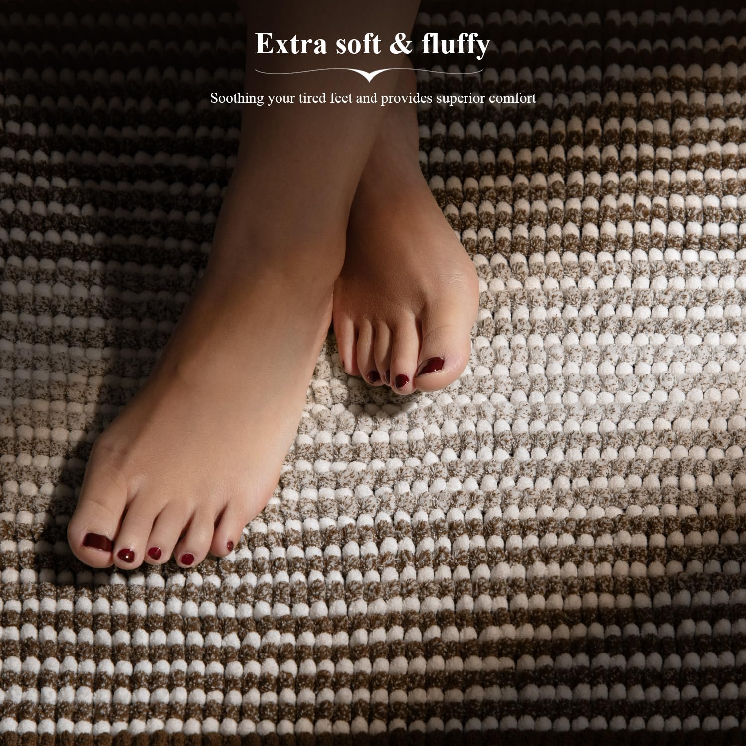 Bathroom Rugs and Mats Sets, 2 Piece Thick Absorbent Chenille Bath Mat Rug Set Non Slip, Soft Shaggy Room Floor for Bathroom, Machine Washable