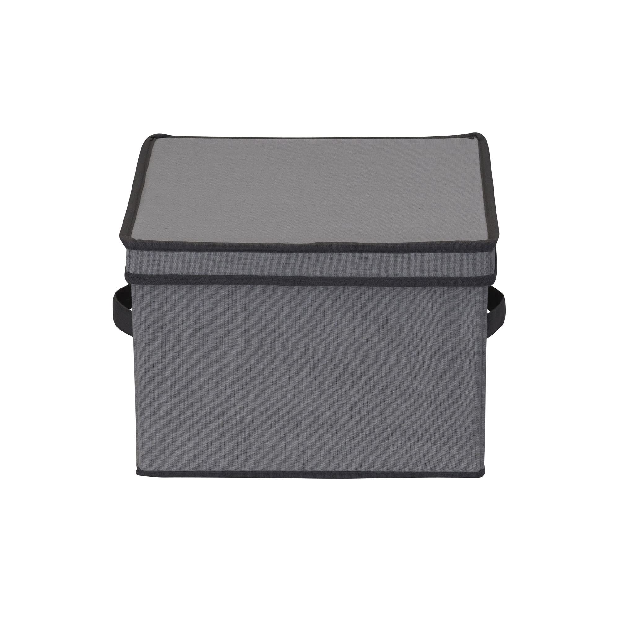Stemware Storage Box with Lid and Handles | Champagne Glasses Canvas with Brown Trim