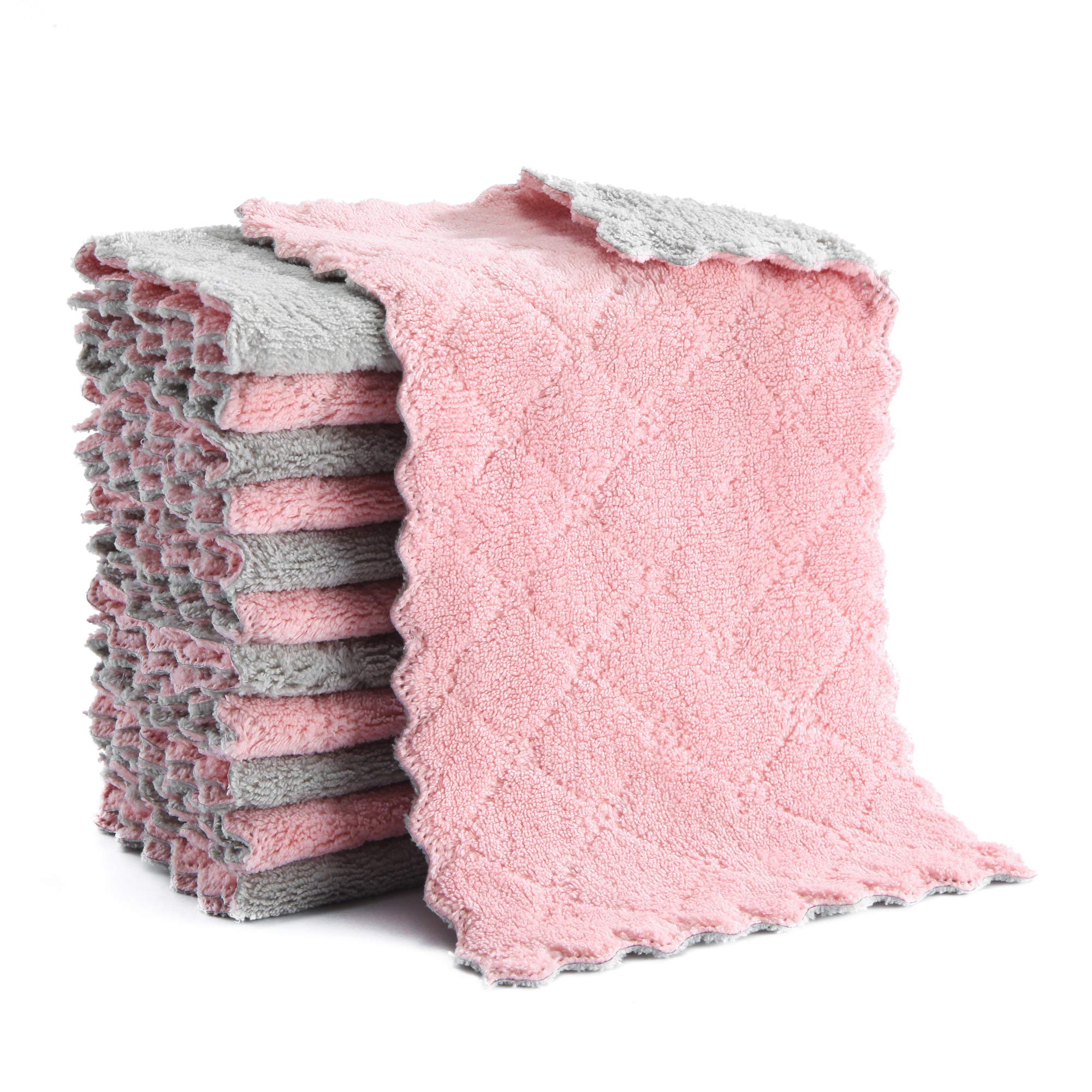 改Hypermotion Microfiber Cleaning Cloth, Kitchen Towels, Double-Sided Microfiber Towel Lint Free Highly Absorbent Multi-Purpose Dust and Dirty Cleaning Supplies for Kitchen Car Cleaning. Pack of 12