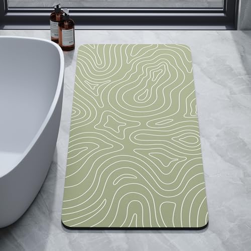 Super Absorbent Bath Mat Bathroom Rugs Washable Quick Dry Non Slip Bathroom Mats Soft Thin Diatomaceous Waterproof Rubber Backed Bath Rug Fit for Under Door Tub Shower Floor