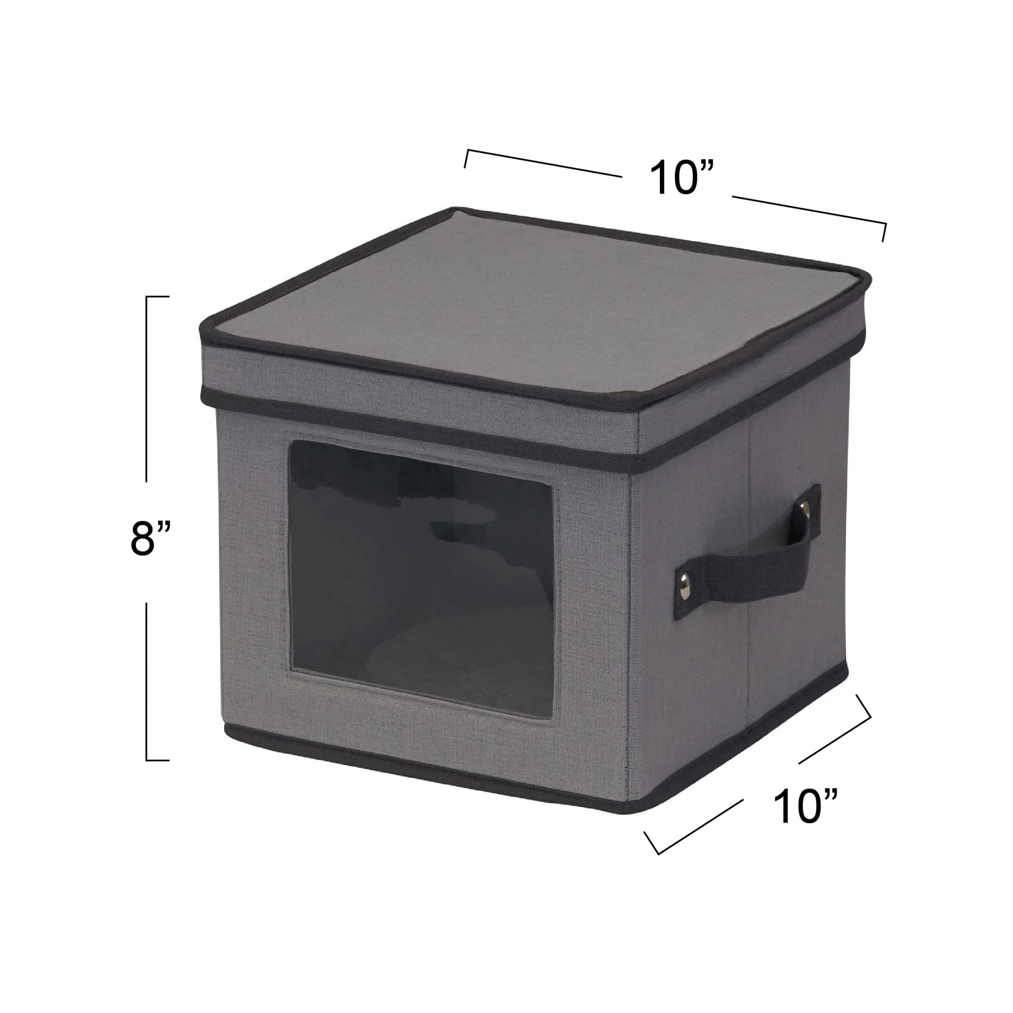 Stemware Storage Box with Lid and Handles | Champagne Glasses Canvas with Brown Trim