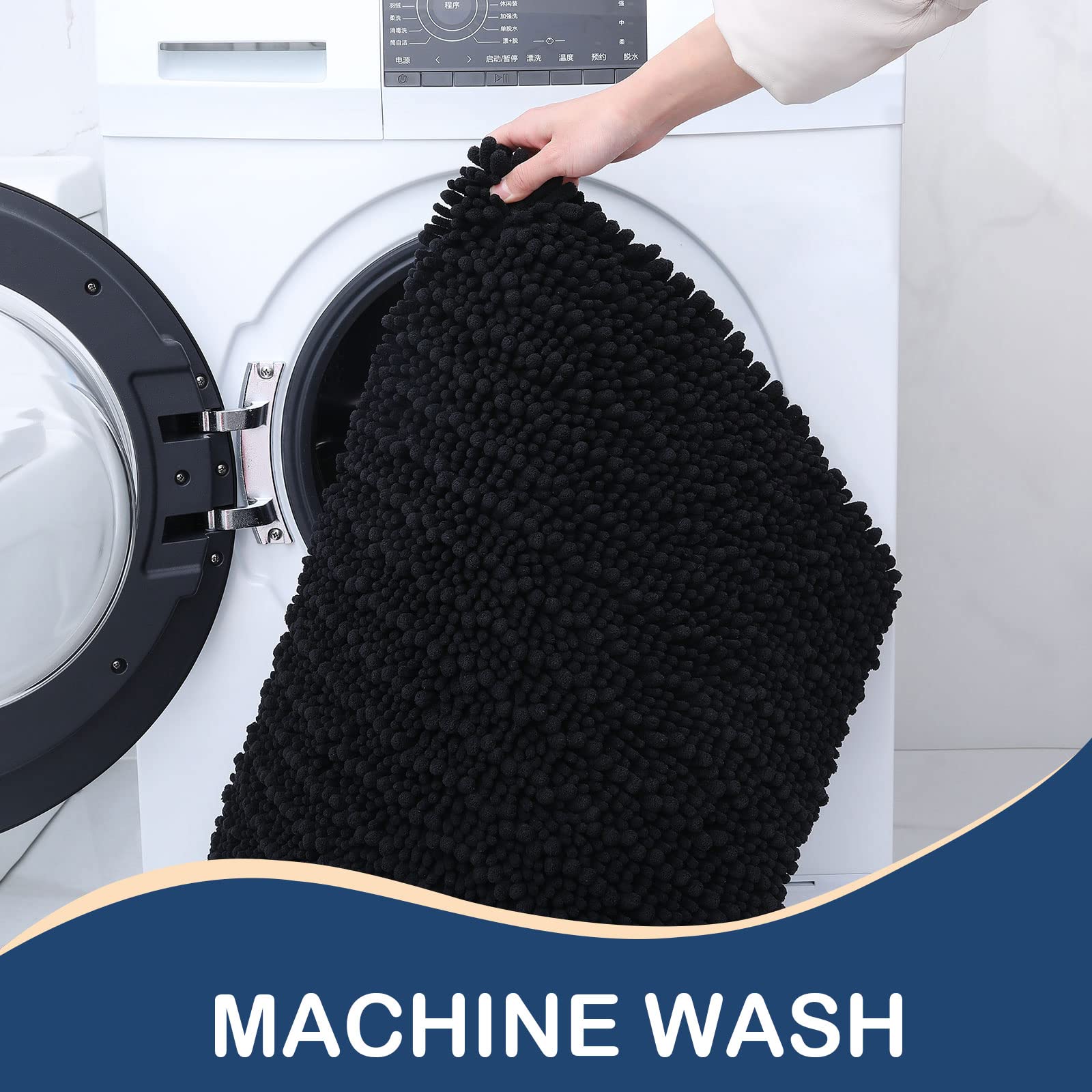 Luxury Chenille Bathroom Rug Mat, Extra Soft Thick Absorbent Shaggy Bath Rugs, Non-Slip Machine Wash Dry Plush Bath Mats for Bathroom, Shower, and Tub