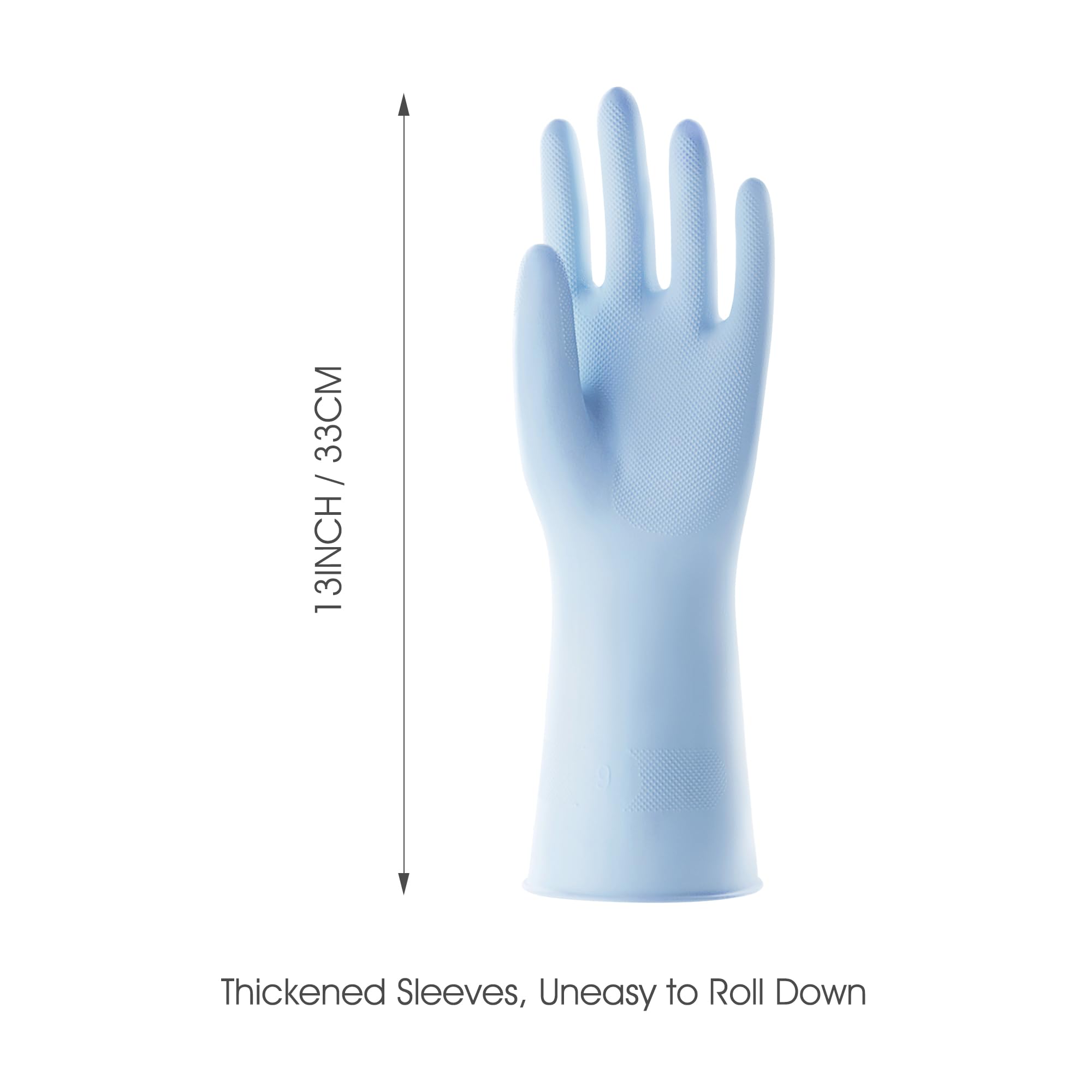 3 Pairs Reusable Rubber Gloves for Dishwashing Cleaning Bleaching, Grippy Latex Dish Washing Gloves with Flocked Cotton Liner, Water Resistant Household Gloves for Kitchen Bathroom
