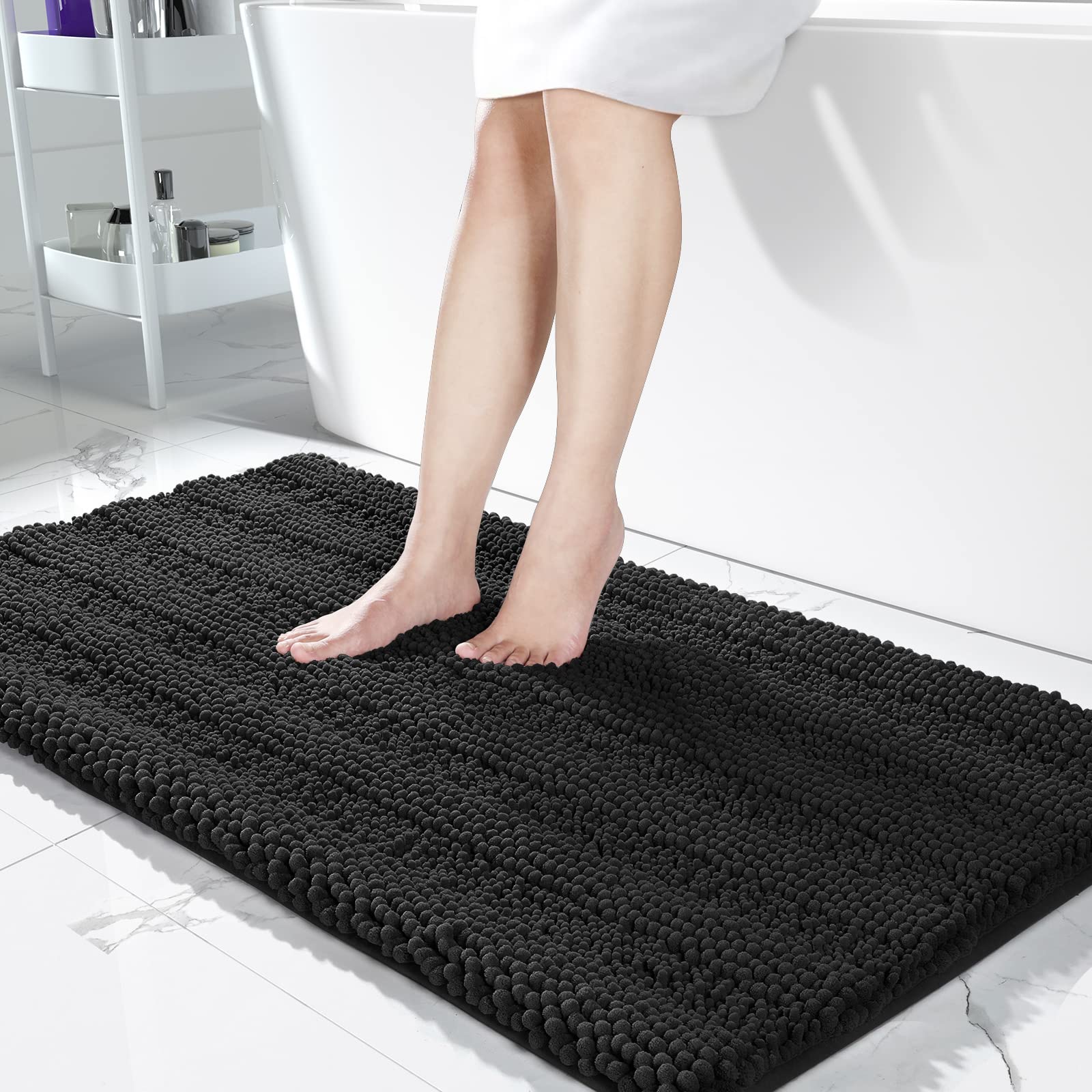 Non Slip and Super Absorbent Bath Mat,Machine Washable Quick Dry,Ultra Plush Chenille Shower Rugs for Bathroom Floor Sink Tub and Shower Outside