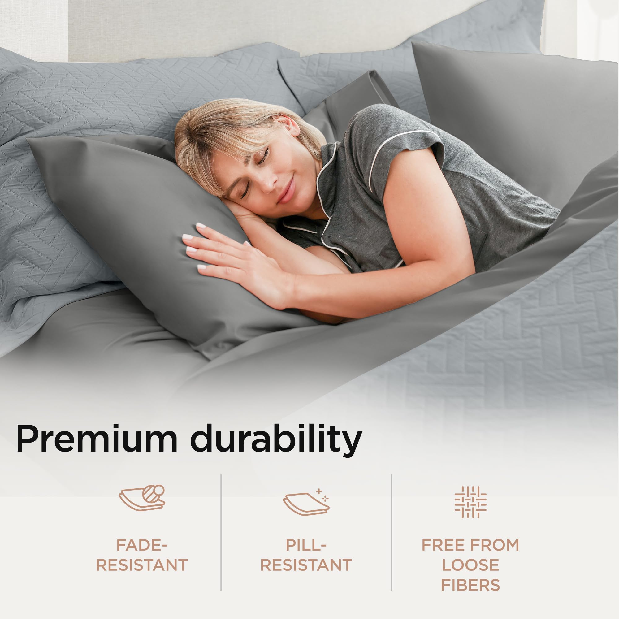 改Threadmill 100% Supima Cotton Sheets, Luxury 1200 Thread Count Cotton Sheets for King Size Bed, 4 Pc Dark Grey King Bed Sheets Set, 5-Star Hotel Quality with Elasticized Deep Pocket King Sheets