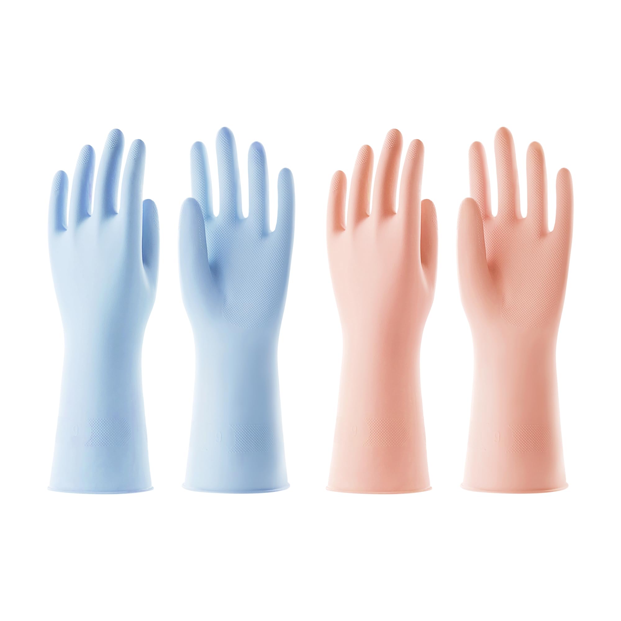 3 Pairs Reusable Rubber Gloves for Dishwashing Cleaning Bleaching, Grippy Latex Dish Washing Gloves with Flocked Cotton Liner, Water Resistant Household Gloves for Kitchen Bathroom