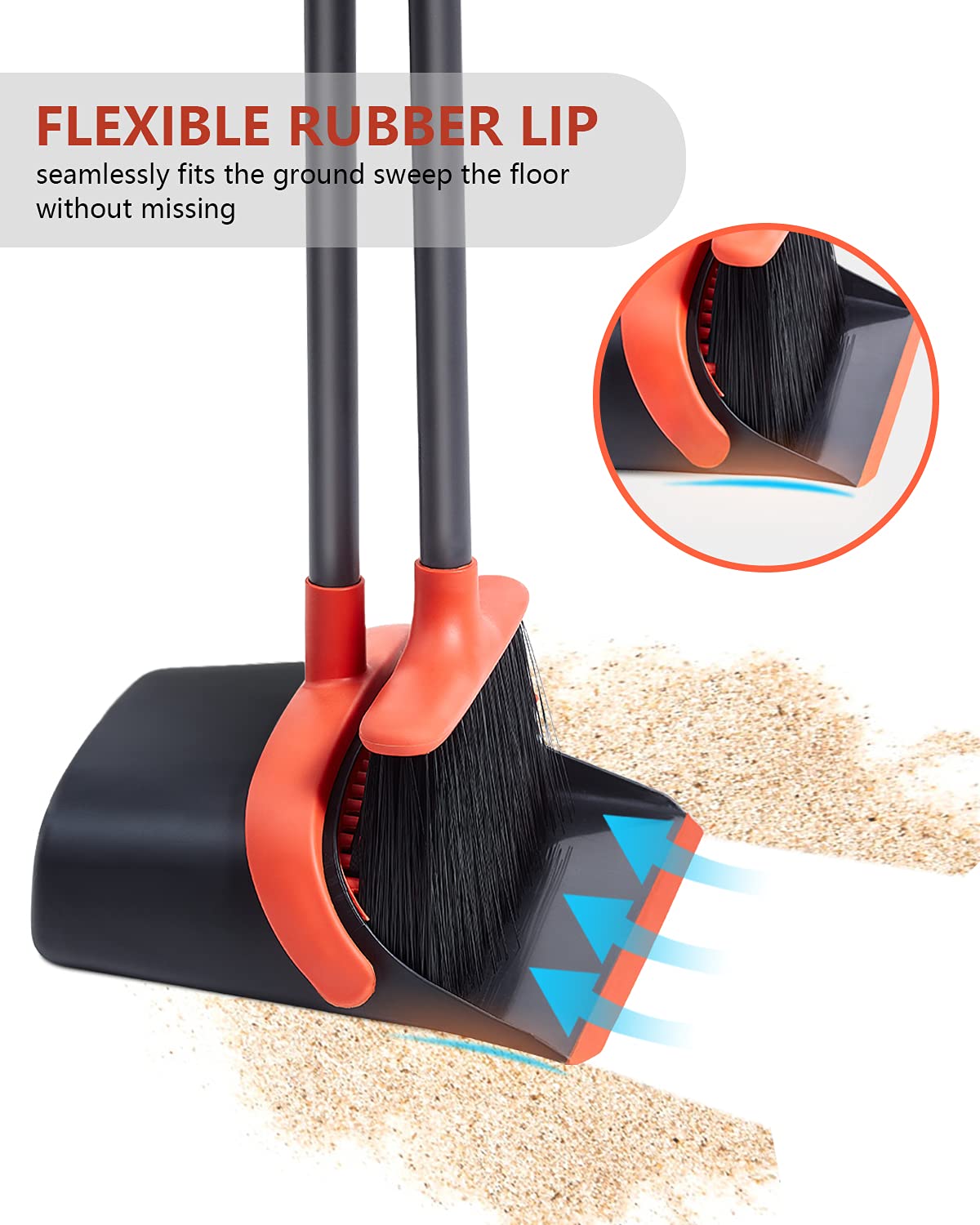 改Broom and Dustpan, Broom and Dustpan Set for Home, Long Handle Broom with Dustpan, Broom and Dustpan Combo for Office Home Kitchen Lobby Floor Use Dustpan and Broom Set