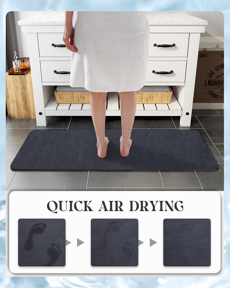 改MontVoo -Bath Mat Rug-Rubber Backing Non Slip Quick Dry Absorbent Thin Bathroom Rugs Fit Under Door-Faux Suede Surface Bathroom Floor Mats-Shower Rug for in Front of Bathtub Shower Gray 16"x24"