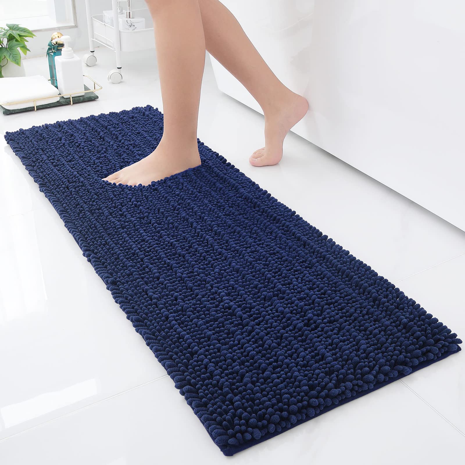 Luxury Chenille Bathroom Rug Mat, Extra Soft Thick Absorbent Shaggy Bath Rugs, Non-Slip Machine Wash Dry Plush Bath Mats for Bathroom, Shower, and Tub