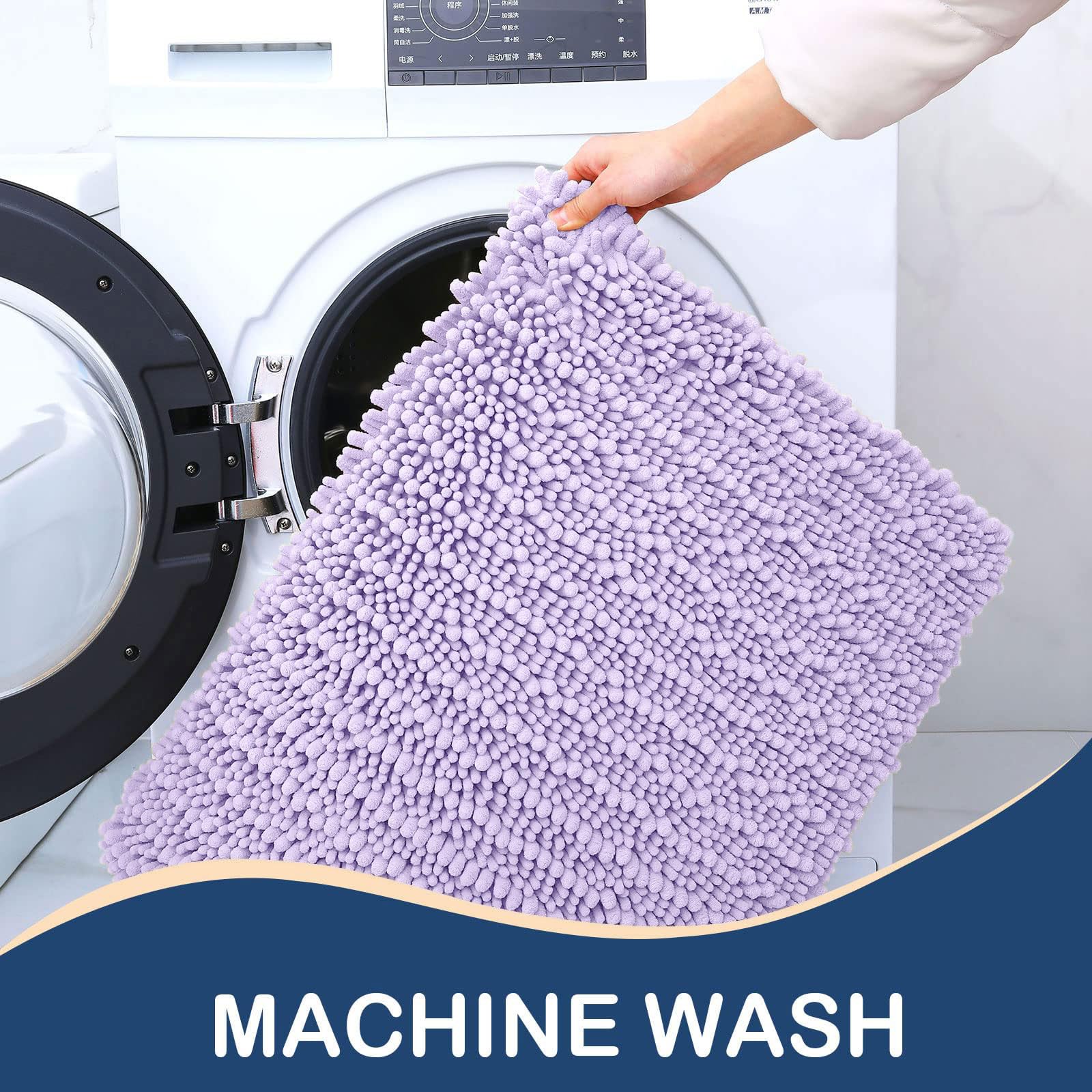 Luxury Chenille Bathroom Rug Mat, Extra Soft Thick Absorbent Shaggy Bath Rugs, Non-Slip Machine Wash Dry Plush Bath Mats for Bathroom, Shower, and Tub