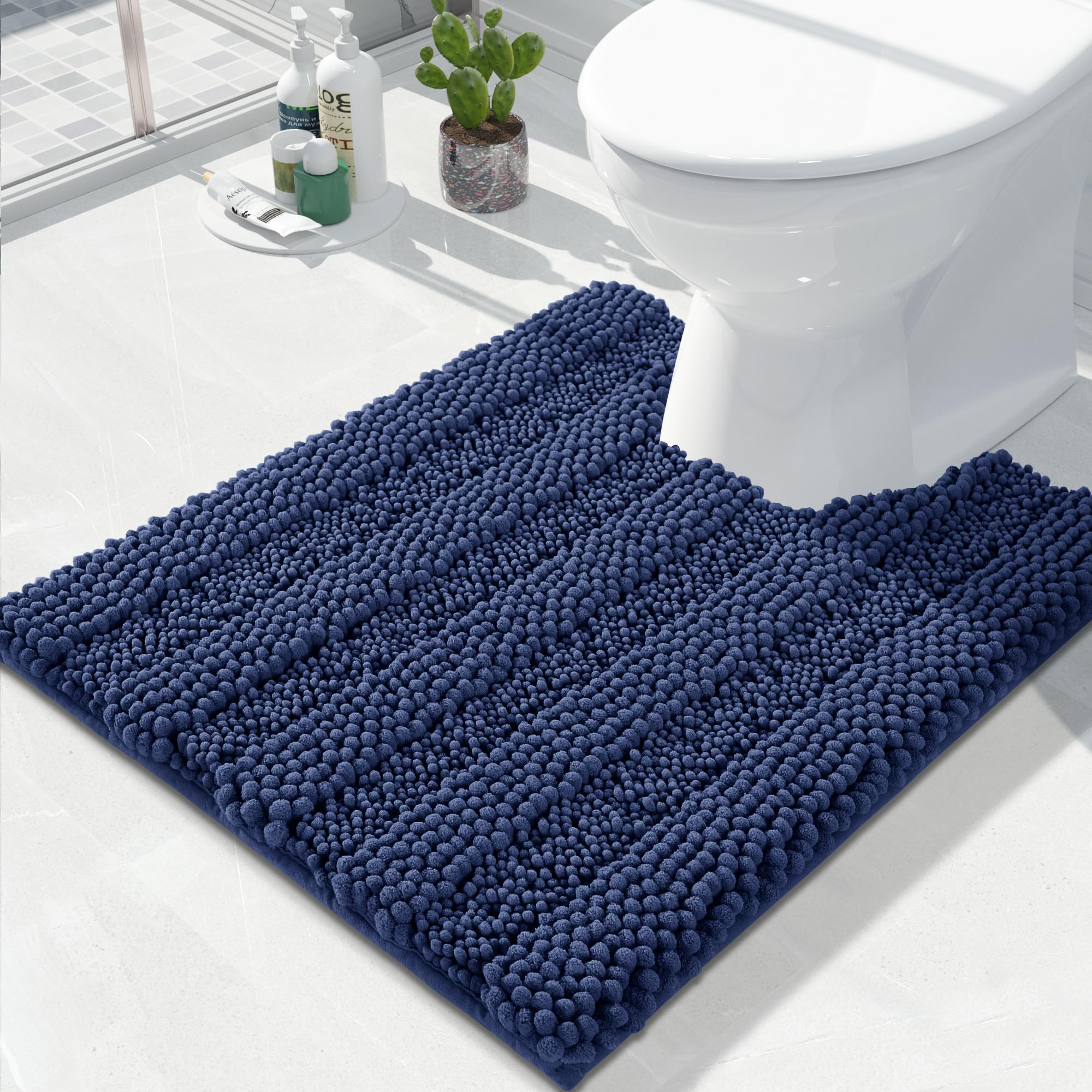 Non Slip and Super Absorbent Bath Mat,Machine Washable Quick Dry,Ultra Plush Chenille Shower Rugs for Bathroom Floor Sink Tub and Shower Outside