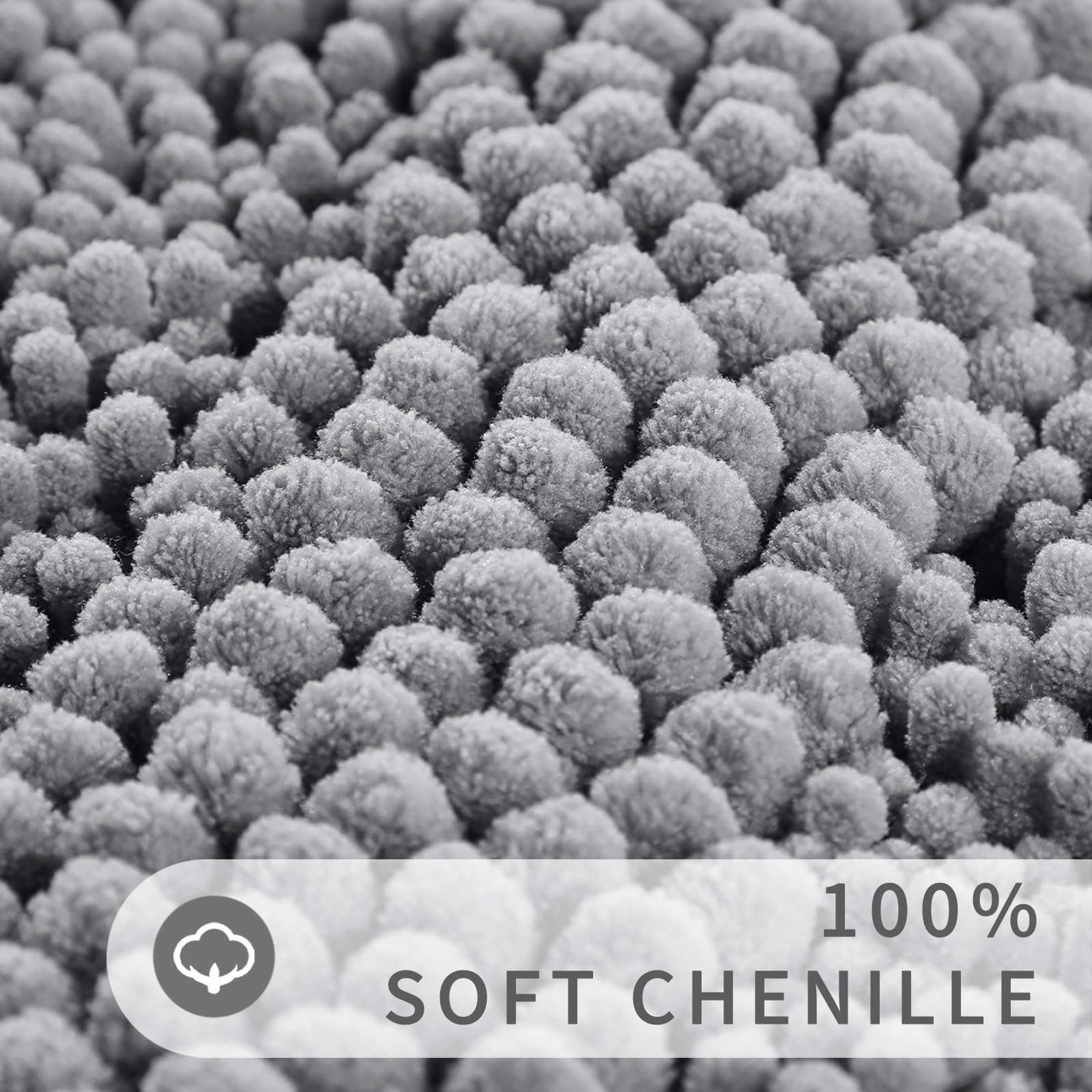 Non Slip and Super Absorbent Bath Mat,Machine Washable Quick Dry,Ultra Plush Chenille Shower Rugs for Bathroom Floor Sink Tub and Shower Outside