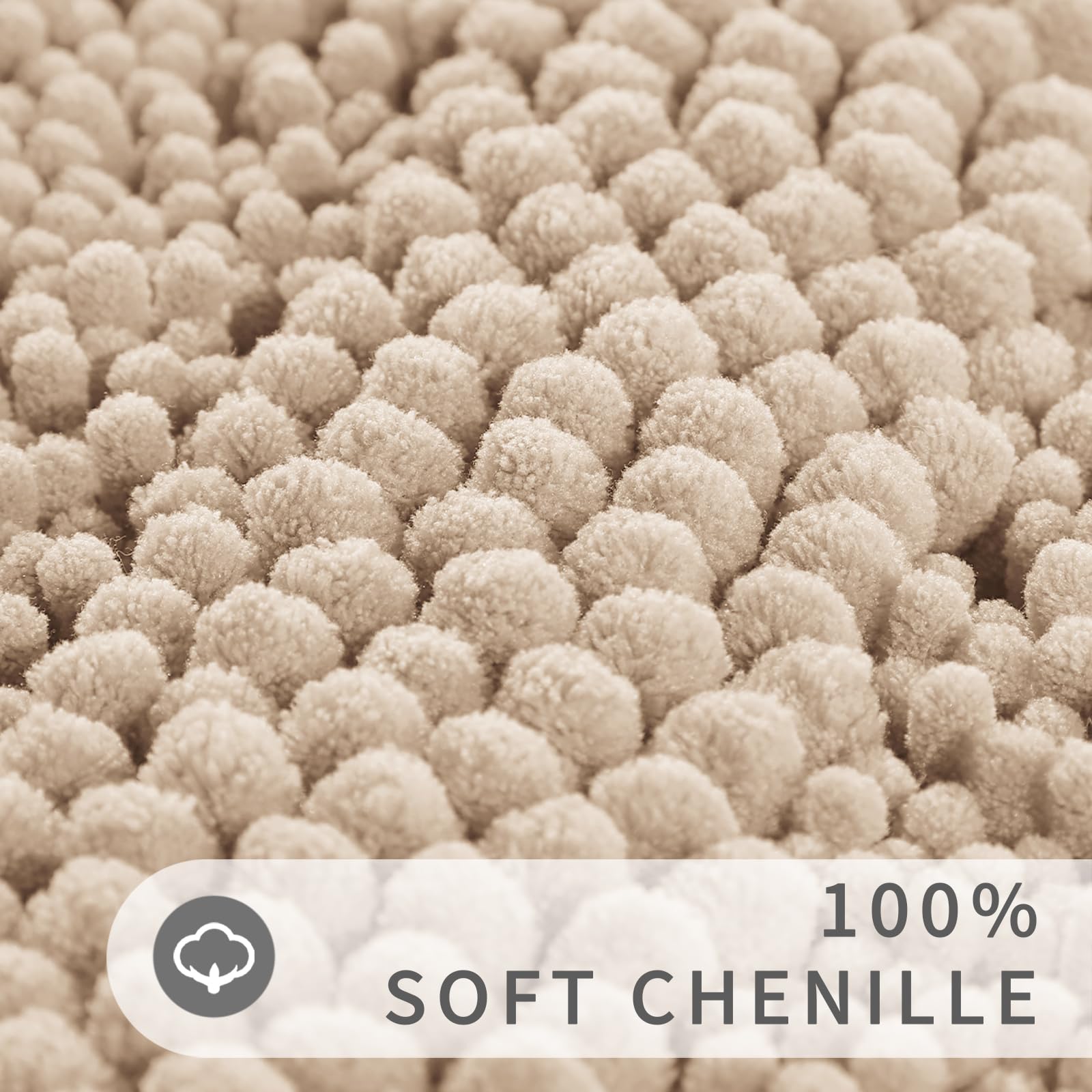 Non Slip and Super Absorbent Bath Mat,Machine Washable Quick Dry,Ultra Plush Chenille Shower Rugs for Bathroom Floor Sink Tub and Shower Outside