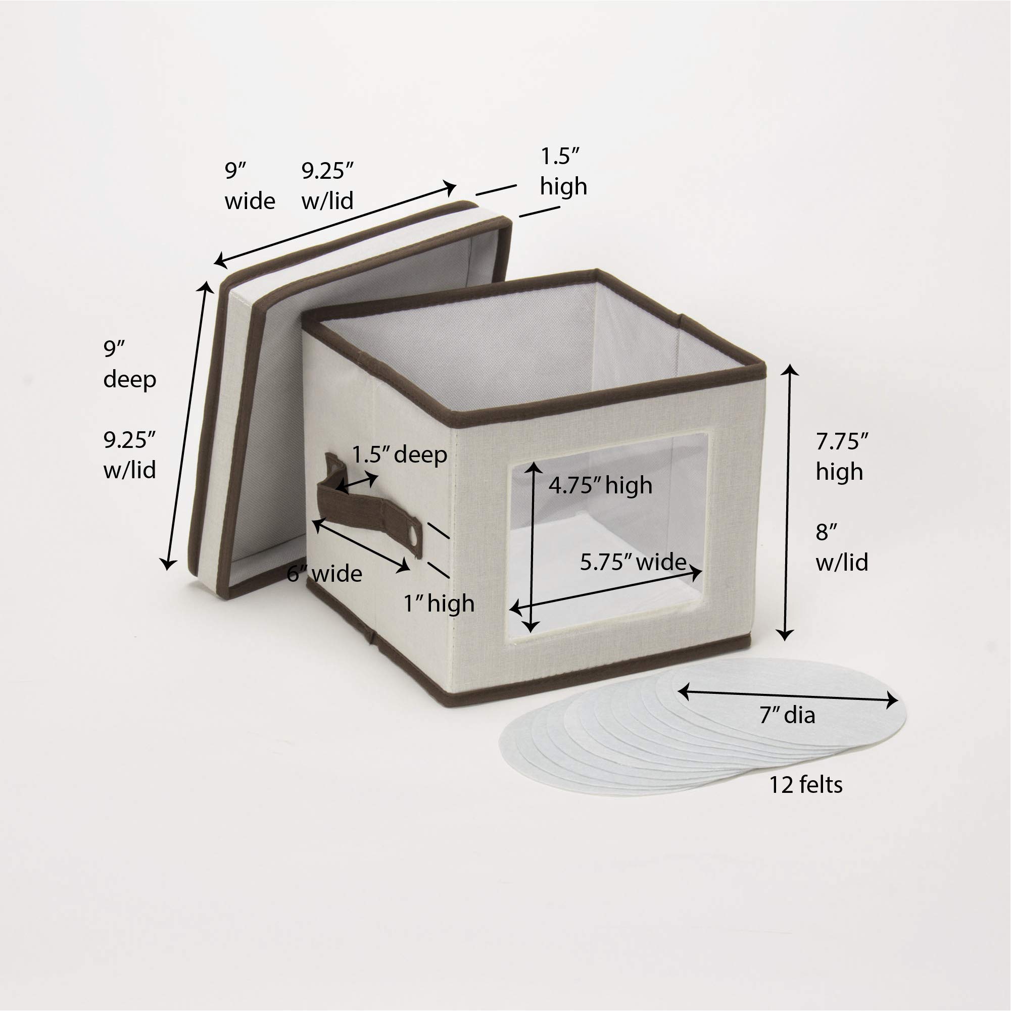 Stemware Storage Box with Lid and Handles | Champagne Glasses Canvas with Brown Trim