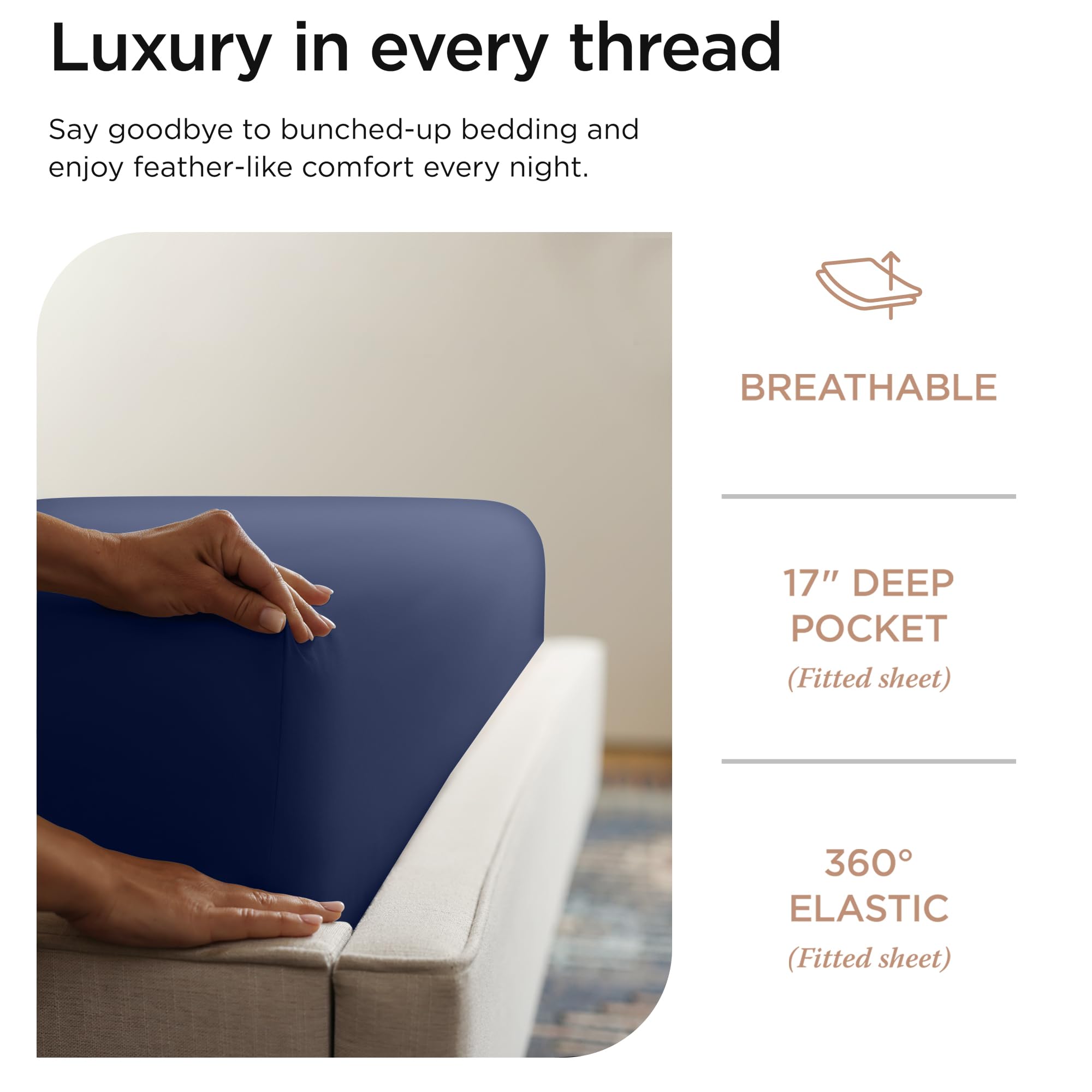 改Threadmill 100% Supima Cotton Sheets, Luxury 1200 Thread Count Cotton Sheets for King Size Bed, 4 Pc Dark Grey King Bed Sheets Set, 5-Star Hotel Quality with Elasticized Deep Pocket King Sheets