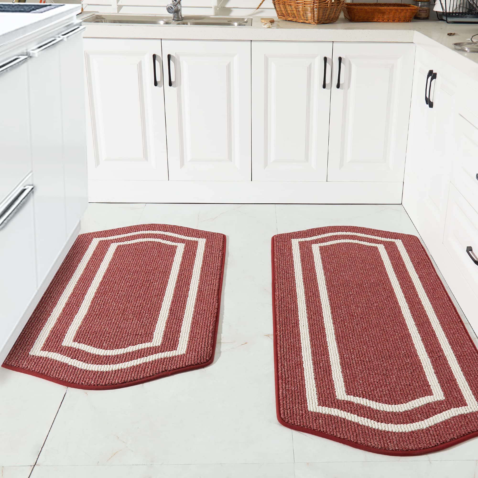 Long Kitchen Floor Mats for in Front of Sink Super Absorbent Kitchen Rugs and Mats Non-Skid Kitchen Mat Standing Mat Washable,Polypropylene,