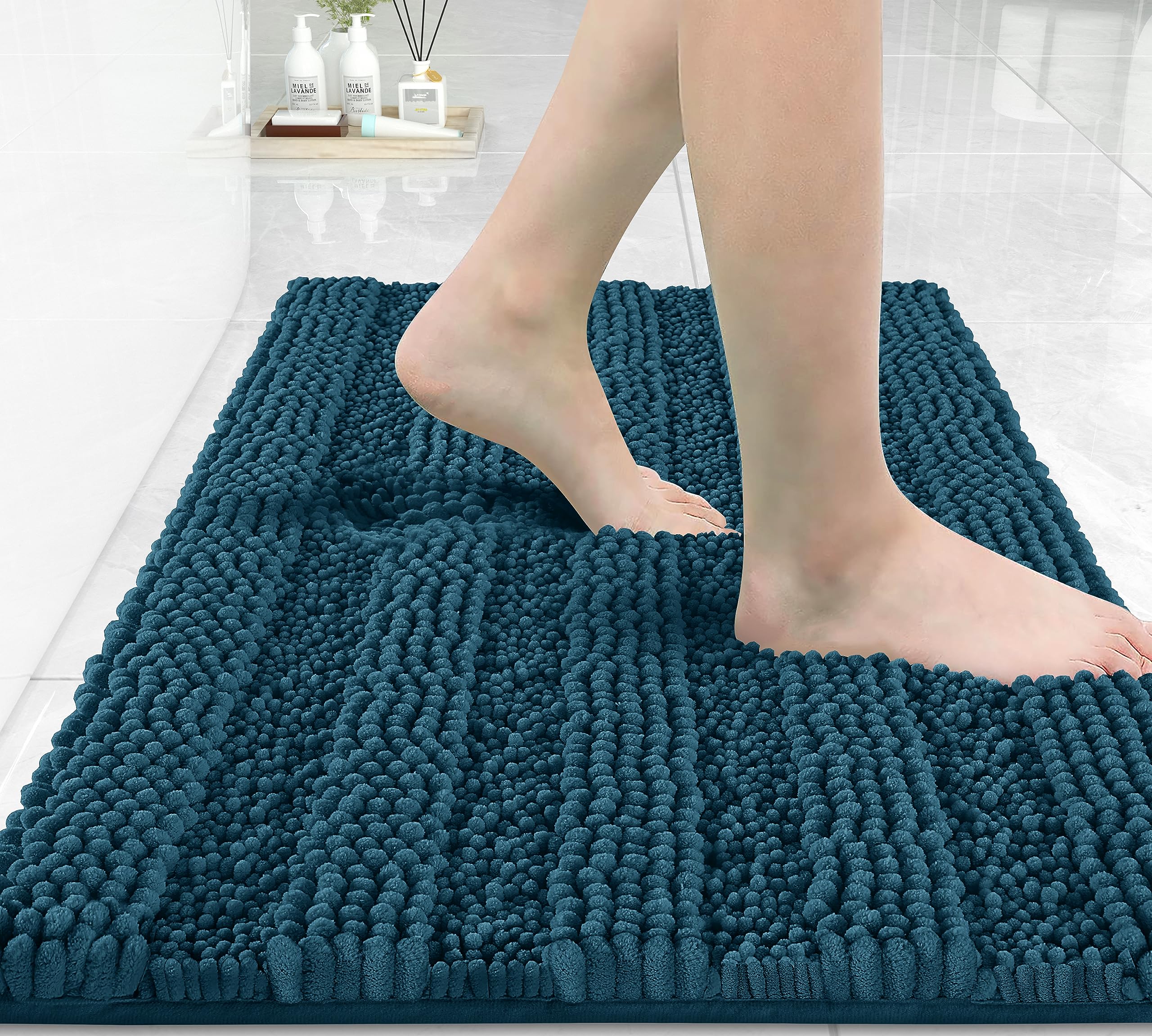 Non Slip and Super Absorbent Bath Mat,Machine Washable Quick Dry,Ultra Plush Chenille Shower Rugs for Bathroom Floor Sink Tub and Shower Outside