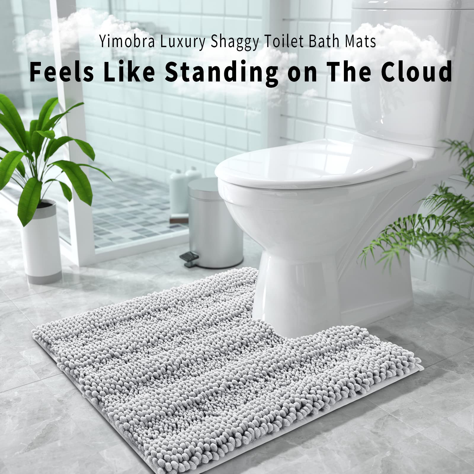 Non Slip and Super Absorbent Bath Mat,Machine Washable Quick Dry,Ultra Plush Chenille Shower Rugs for Bathroom Floor Sink Tub and Shower Outside