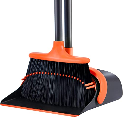 Broom and Dustpan, Broom and Dustpan Set for Home, Long Handle Broom with Dustpan, Broom and Dustpan Combo for Office Home Kitchen Lobby Floor Use Dustpan and Broom Set