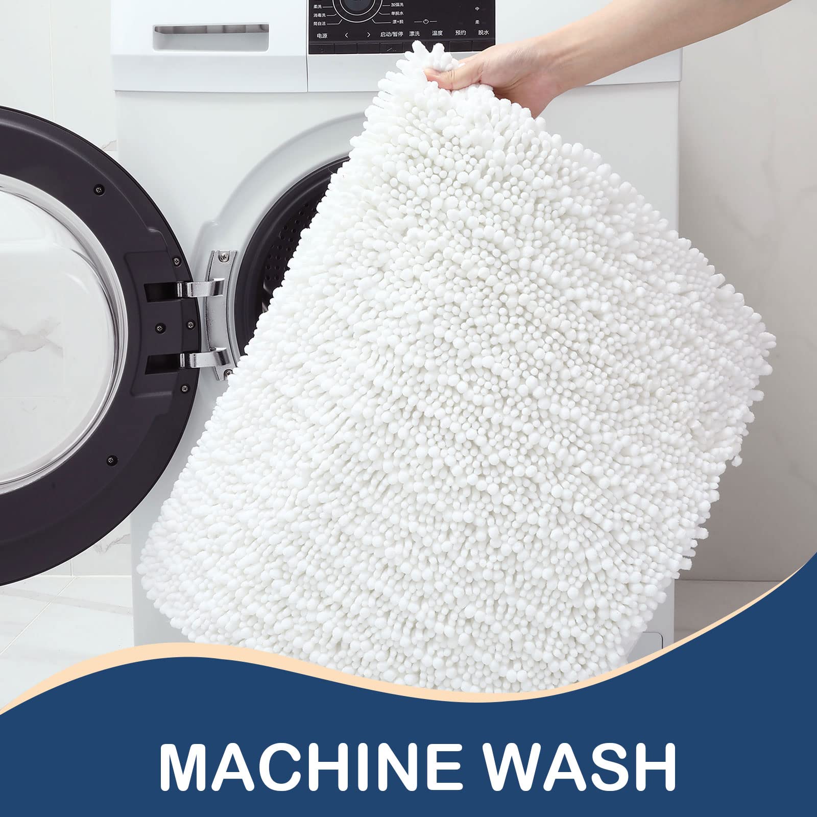 Luxury Chenille Bathroom Rug Mat, Extra Soft Thick Absorbent Shaggy Bath Rugs, Non-Slip Machine Wash Dry Plush Bath Mats for Bathroom, Shower, and Tub