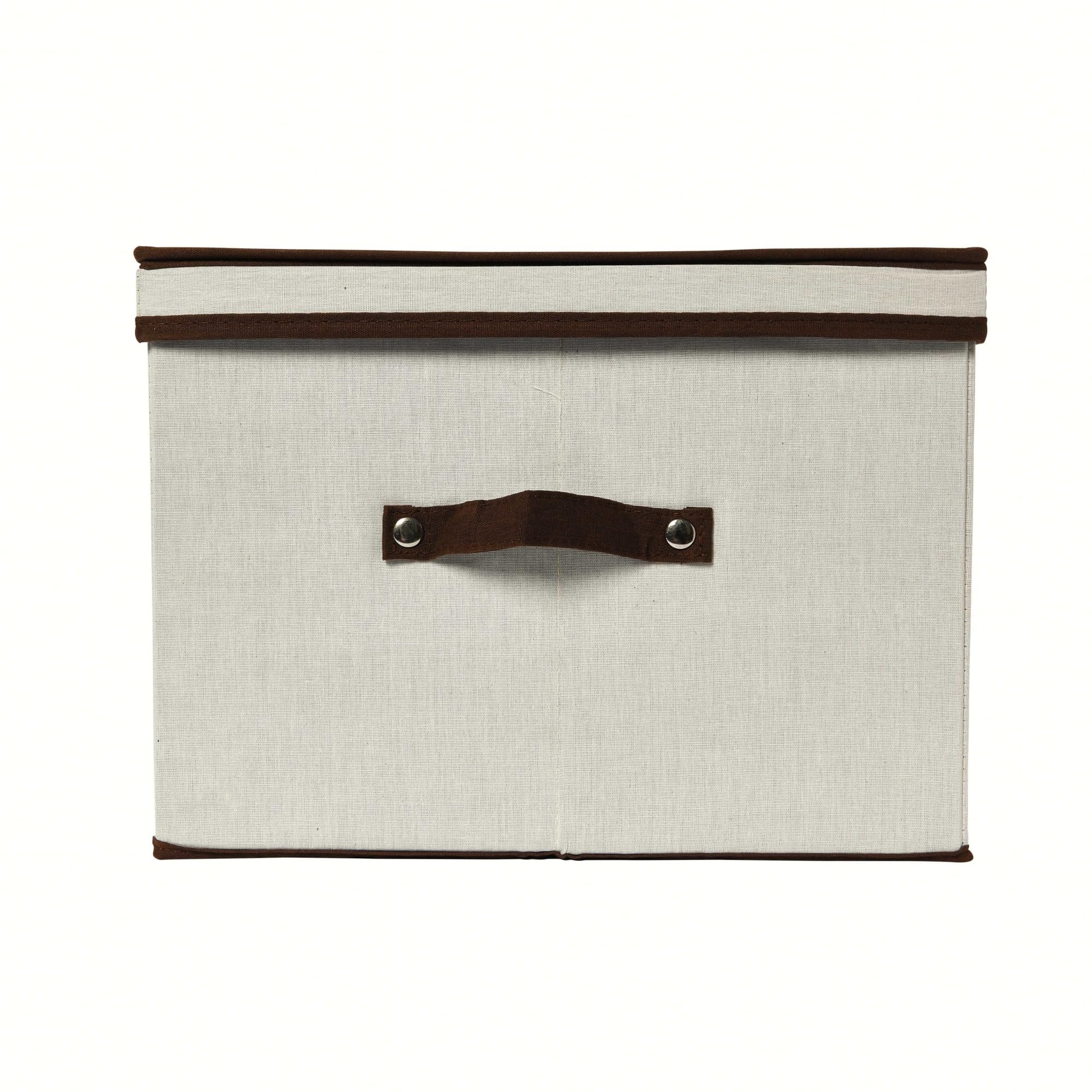 Stemware Storage Box with Lid and Handles | Champagne Glasses Canvas with Brown Trim