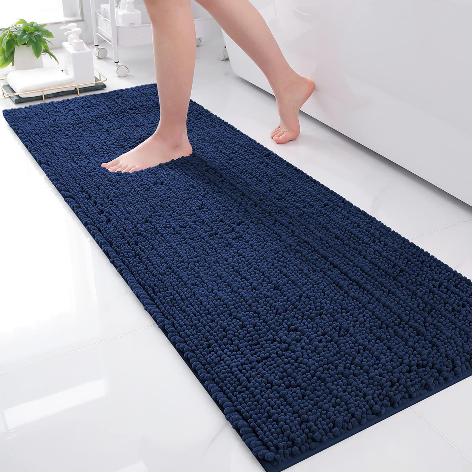 Luxury Chenille Bathroom Rug Mat, Extra Soft Thick Absorbent Shaggy Bath Rugs, Non-Slip Machine Wash Dry Plush Bath Mats for Bathroom, Shower, and Tub