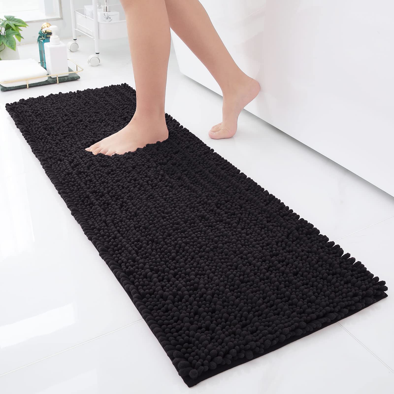 Luxury Chenille Bathroom Rug Mat, Extra Soft Thick Absorbent Shaggy Bath Rugs, Non-Slip Machine Wash Dry Plush Bath Mats for Bathroom, Shower, and Tub