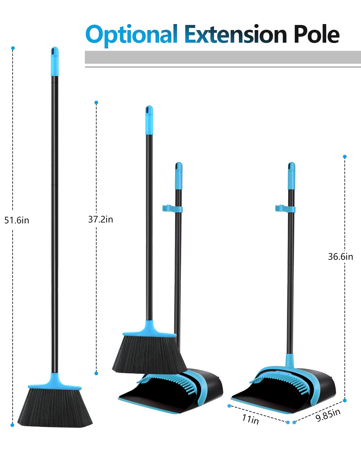 Broom and Dustpan, Broom and Dustpan Set for Home, Long Handle Broom with Dustpan, Broom and Dustpan Combo for Office Home Kitchen Lobby Floor Use Dustpan and Broom Set