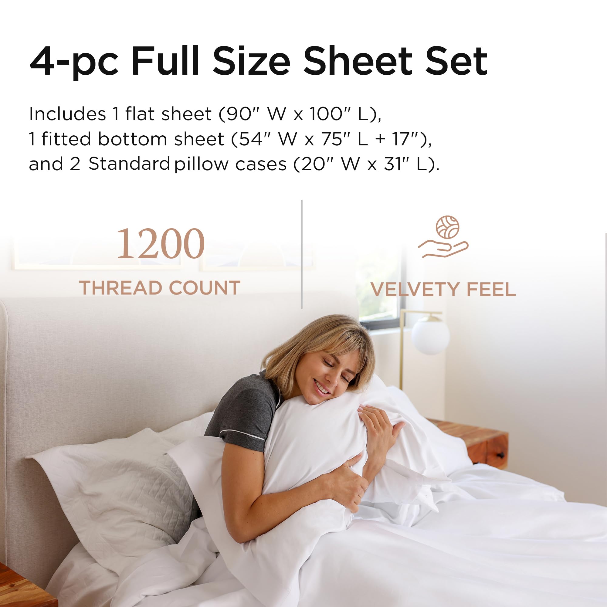 100% Supima Cotton Sheets, Luxury 1200 Thread Count Cotton Sheets for King Size Bed, 4 Pc Dark Grey King Bed Sheets Set, 5-Star Hotel Quality with Elasticized Deep Pocket King Sheets
