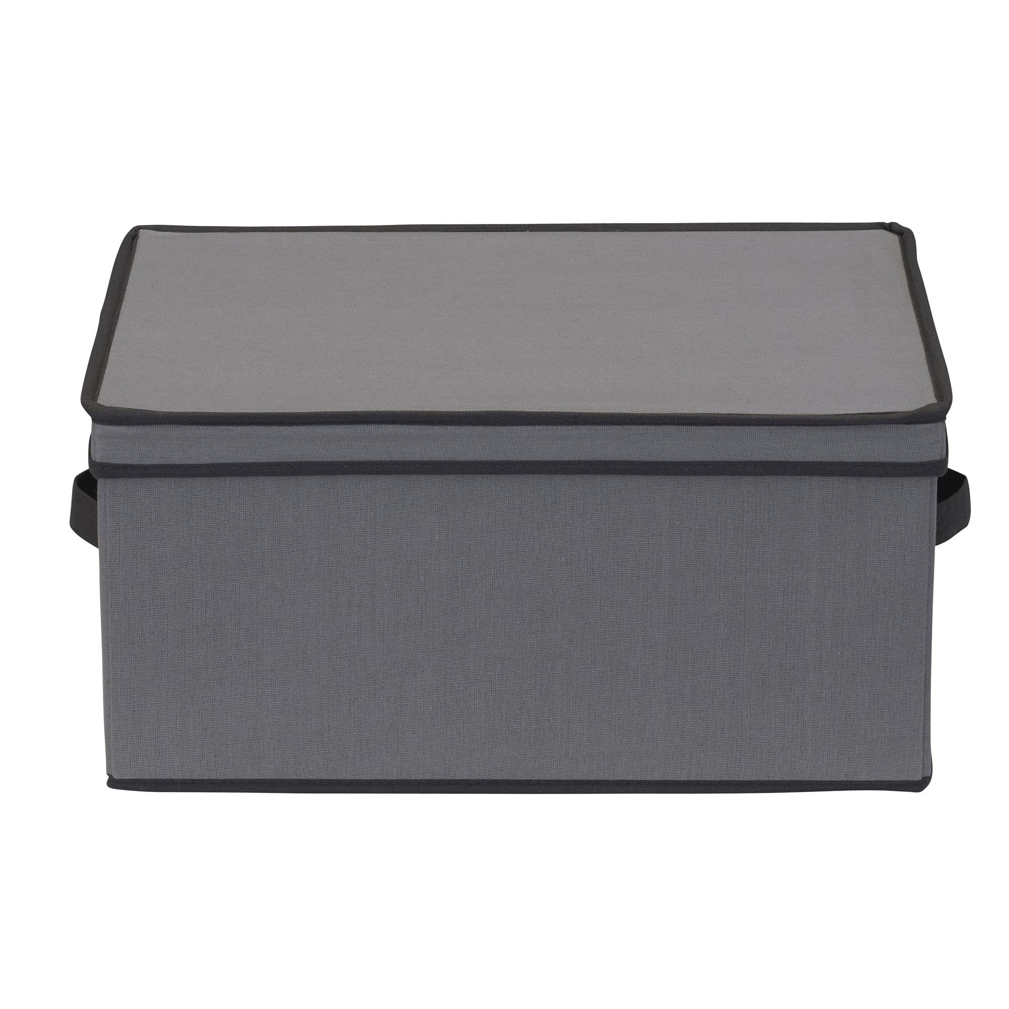 Stemware Storage Box with Lid and Handles | Champagne Glasses Canvas with Brown Trim