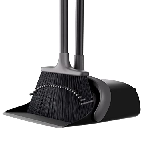 Broom and Dustpan, Broom and Dustpan Set for Home, Long Handle Broom with Dustpan, Broom and Dustpan Combo for Office Home Kitchen Lobby Floor Use Dustpan and Broom Set