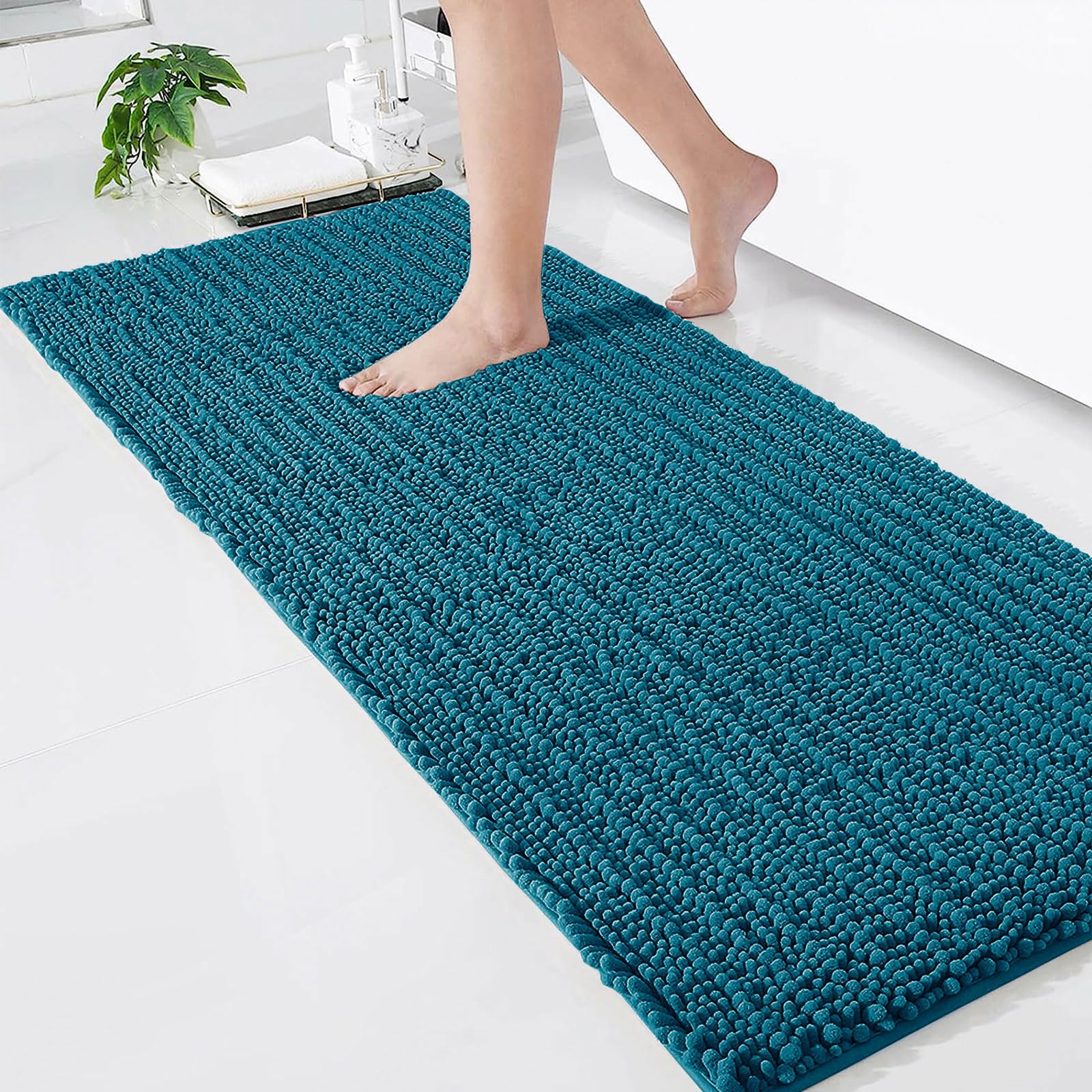 Luxury Chenille Bathroom Rug Mat, Extra Soft Thick Absorbent Shaggy Bath Rugs, Non-Slip Machine Wash Dry Plush Bath Mats for Bathroom, Shower, and Tub