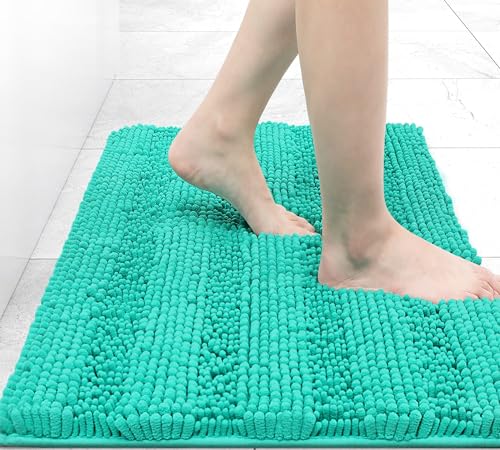 Chenille Striped Bathroom Rugs, Extra Thick and Absorbent Bath Rugs, Non-Slip Soft Plush Shaggy Bath Carpet, Machine Wash Dry, Bath Mats for Bathroom