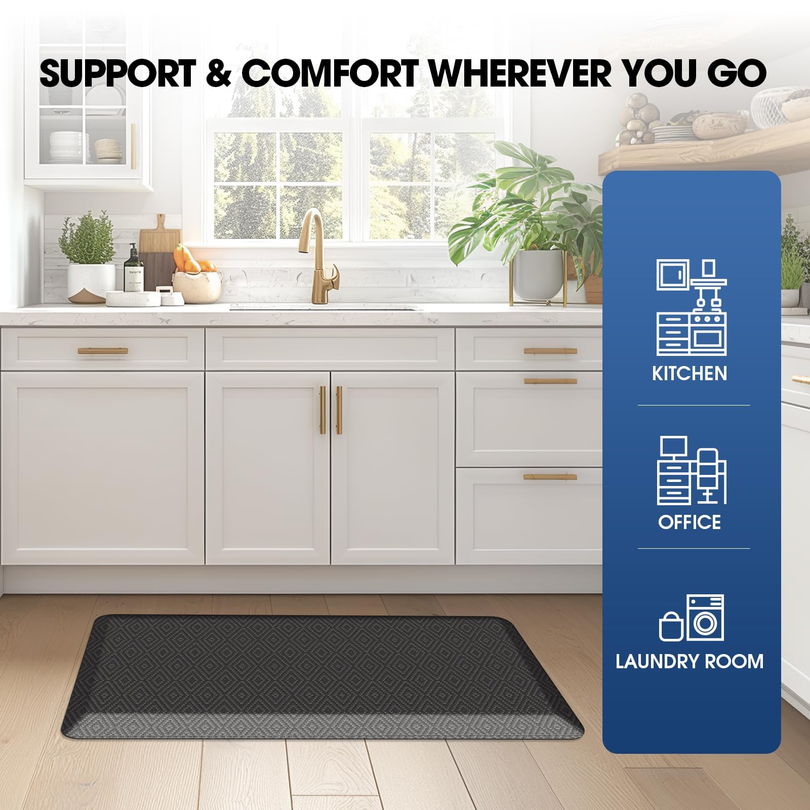 Kitchen Mat Cushioned Anti-Fatigue Floor Mat Waterproof Non-Slip Mats and Rugs Standing and Comfort Desk Mats for House Sink Office Laundry