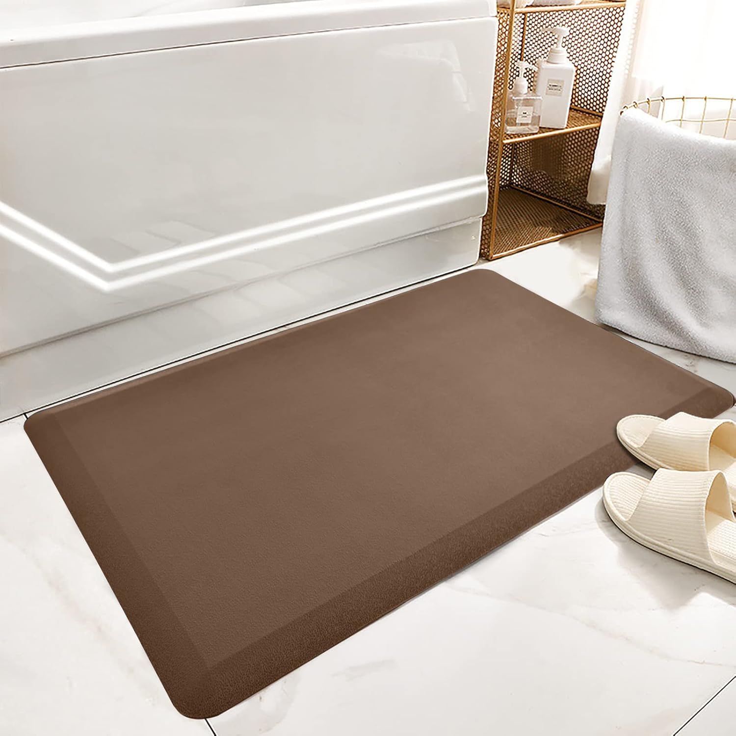 Anti Fatigue Mat - 1/2 Inch Cushioned Kitchen Mat -Comfort & Non Slip Cushion for Standing Desk, Office or Garage Floor (17.3"x28", Black)