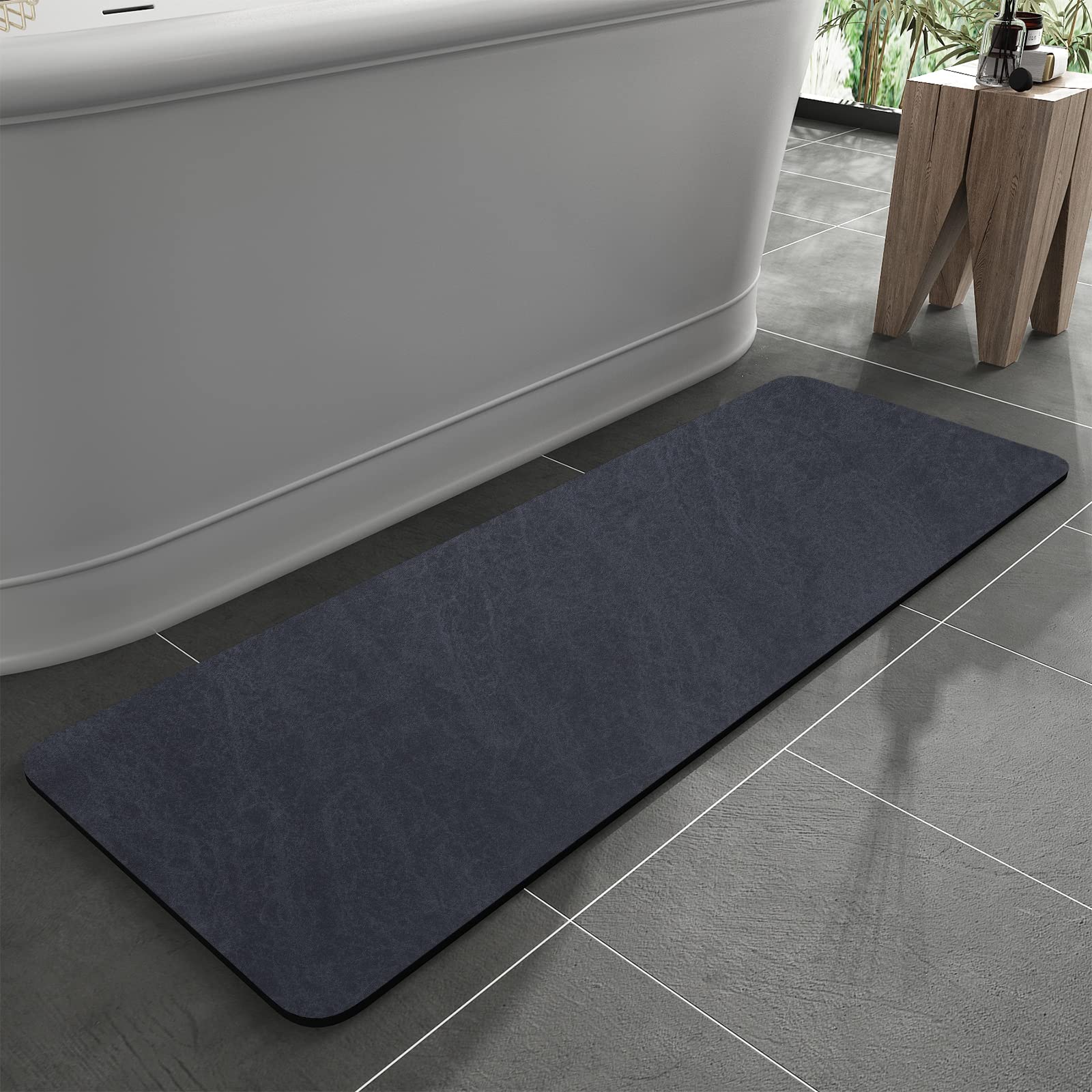 改MontVoo -Bath Mat Rug-Rubber Backing Non Slip Quick Dry Absorbent Thin Bathroom Rugs Fit Under Door-Faux Suede Surface Bathroom Floor Mats-Shower Rug for in Front of Bathtub Shower Gray 16"x24"