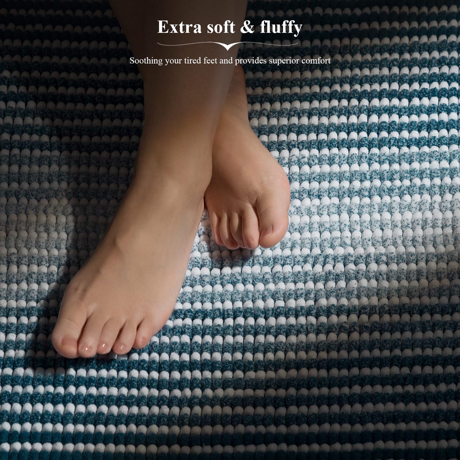 Bathroom Rugs and Mats Sets, 2 Piece Thick Absorbent Chenille Bath Mat Rug Set Non Slip, Soft Shaggy Room Floor for Bathroom, Machine Washable