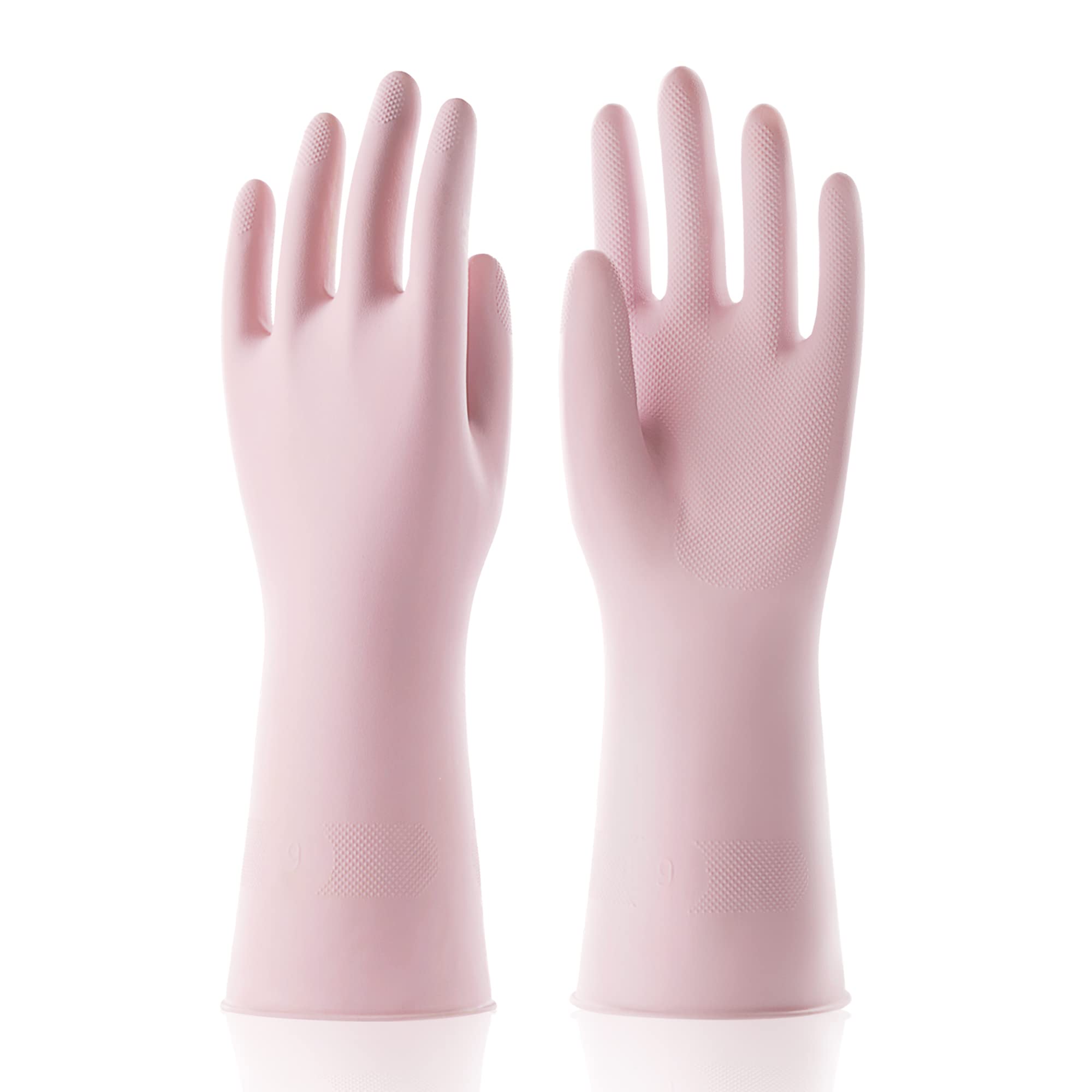 改COOLJOB 3 Pairs Reusable Rubber Gloves for Dishwashing Cleaning Bleaching, Grippy Latex Dish Washing Gloves with Flocked Cotton Liner, Water Resistant Household Gloves for Kitchen Bathroom, Medium
